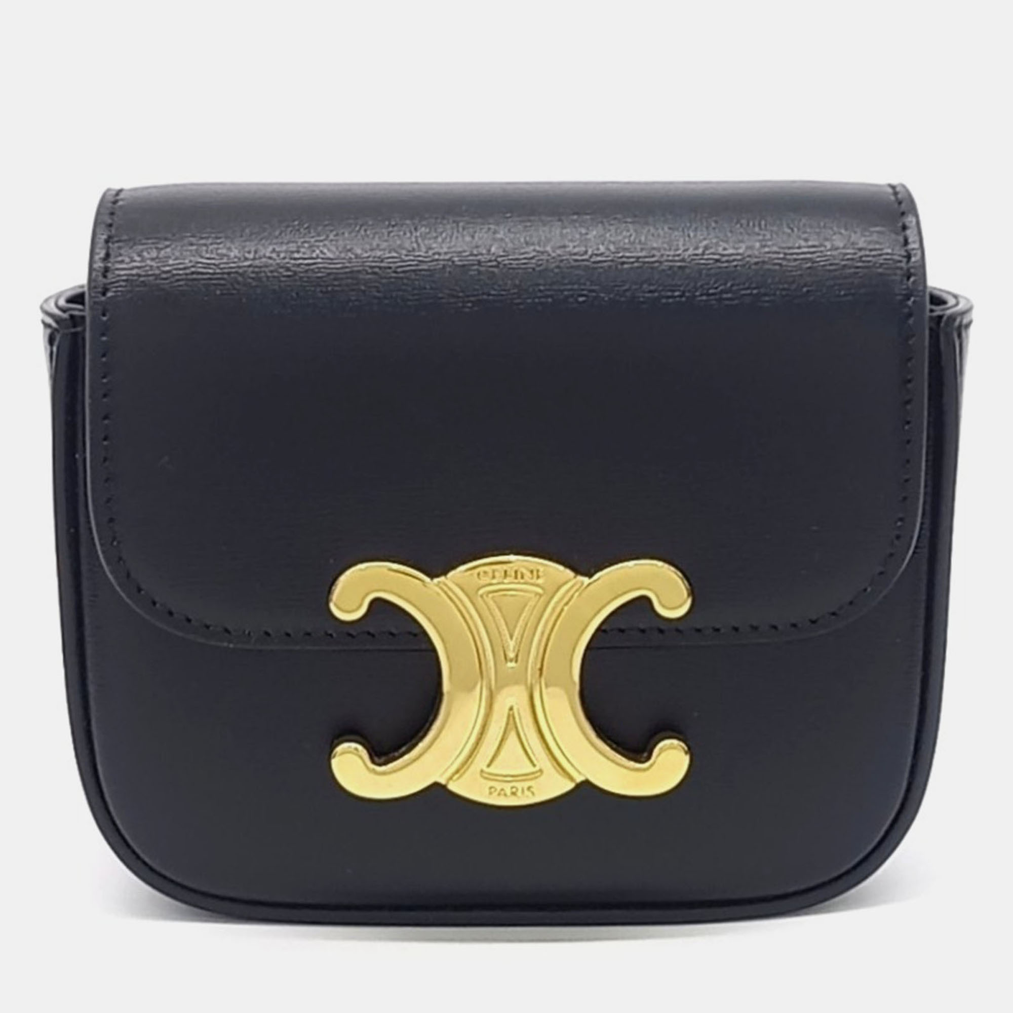 Pre-owned Celine Black Leather Triumph Mini Crossbody Bag