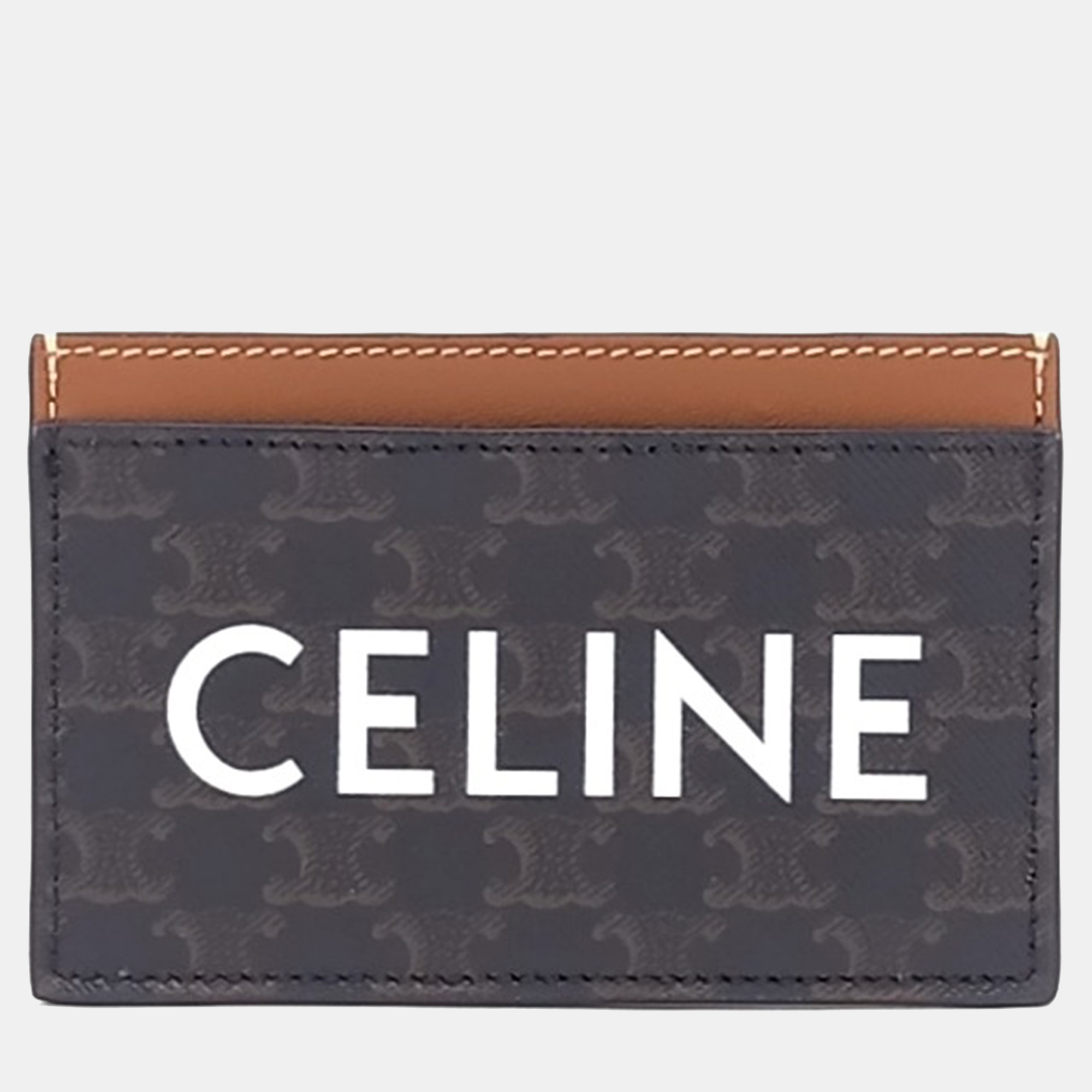 Pre-owned Celine Brown Canvas Triumph Card Holder