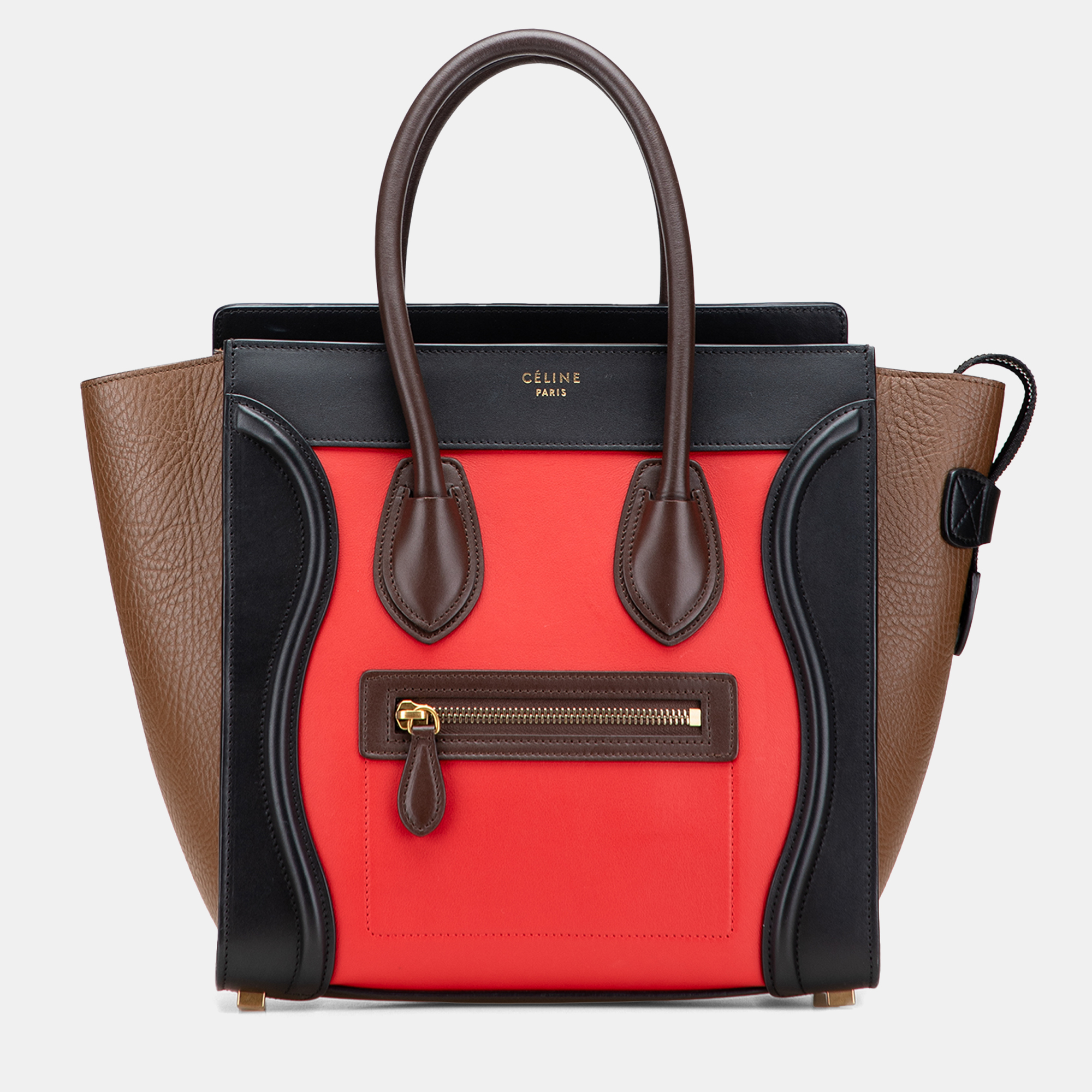 

Celine Red Micro Tricolor Leather Luggage Tote
