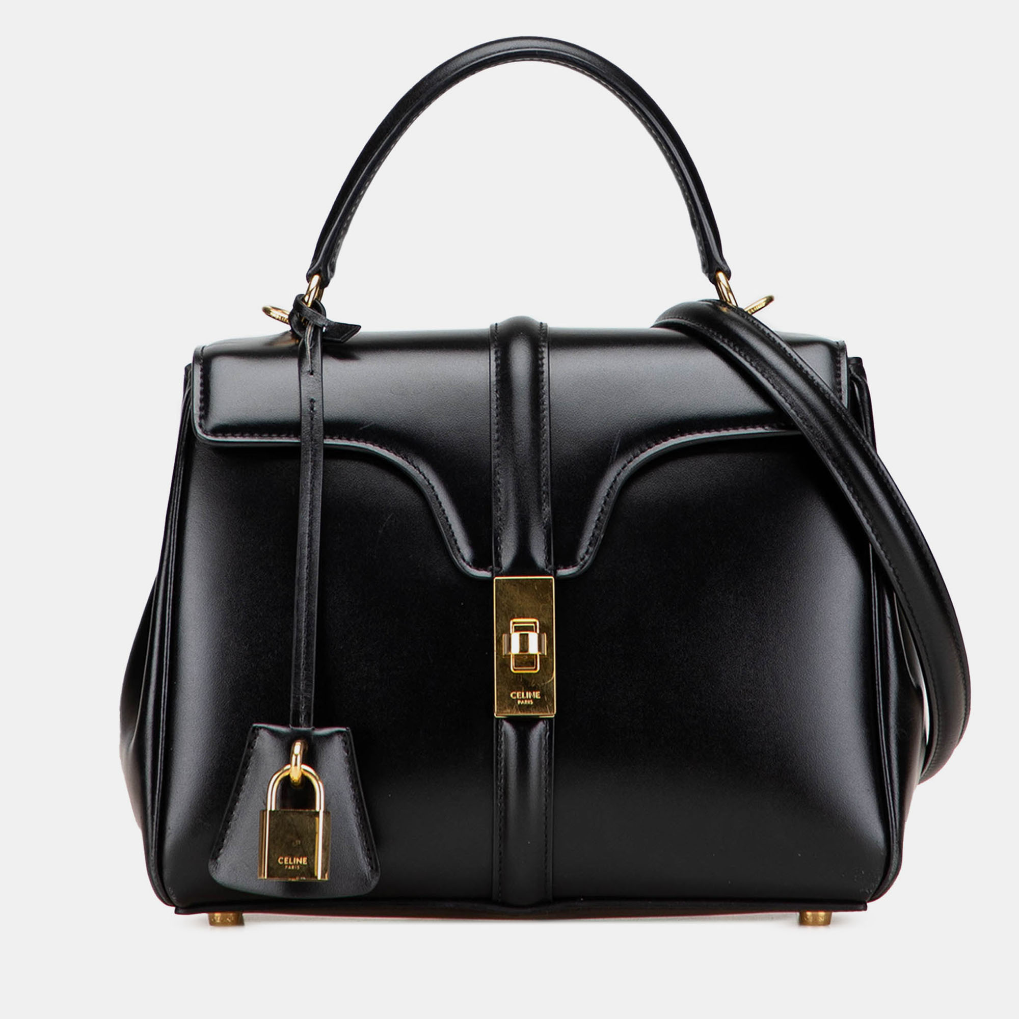 

Celine Black Small Leather 16 Satchel