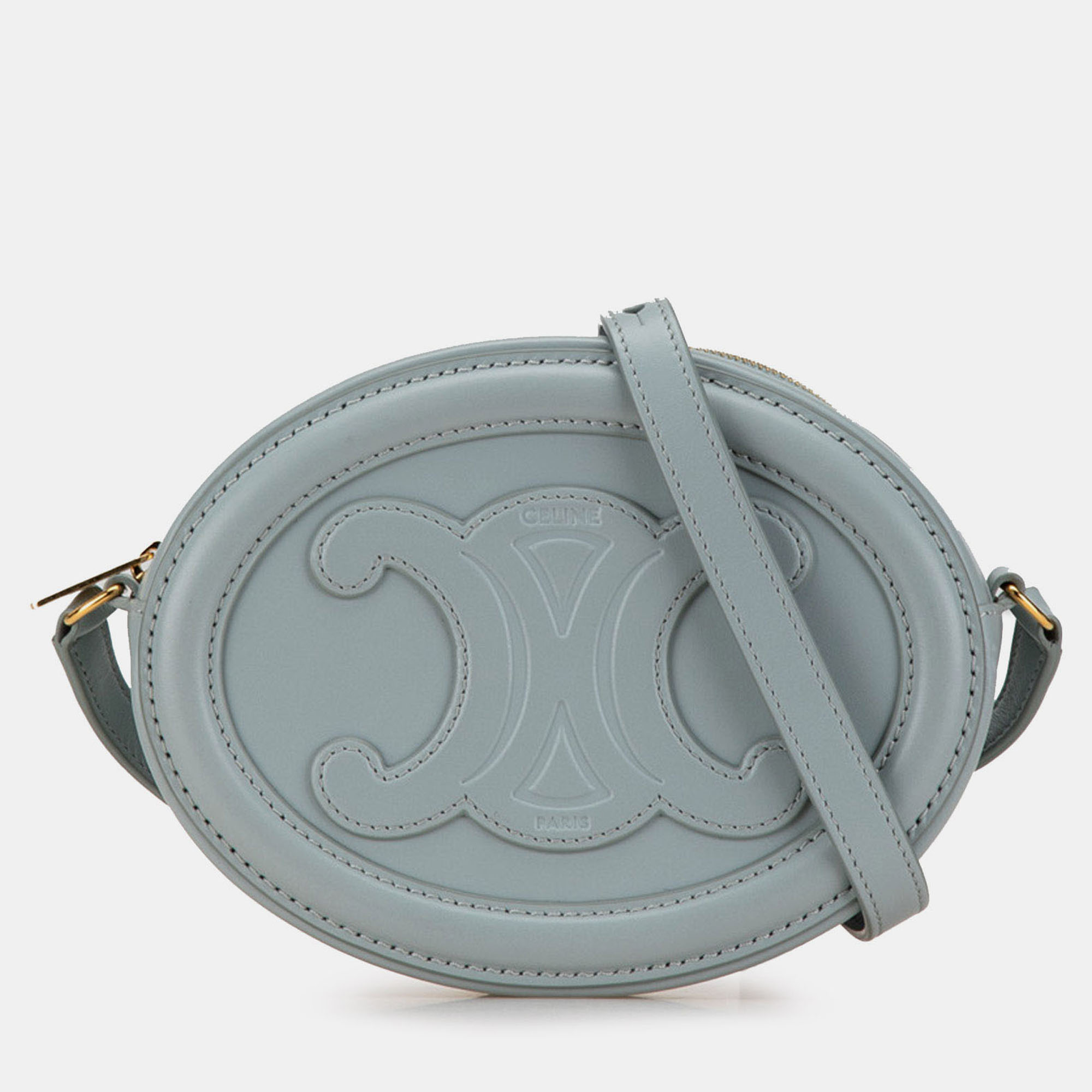 

Celine Blue Small Calfskin Cuir Triomphe Oval Crossbody