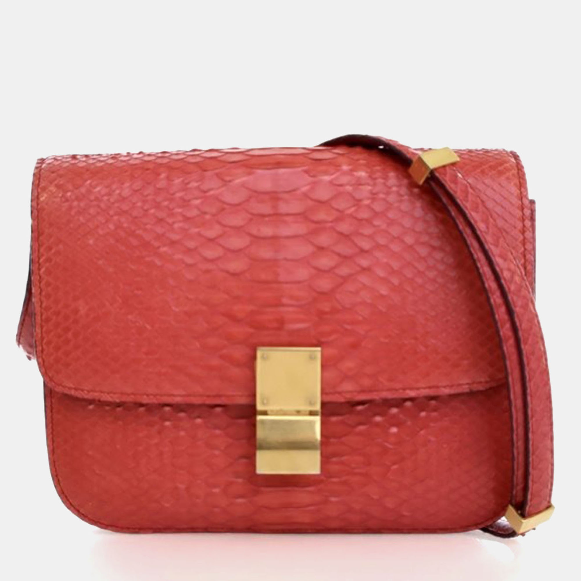 

Celine Medium Python Box Bag, Red