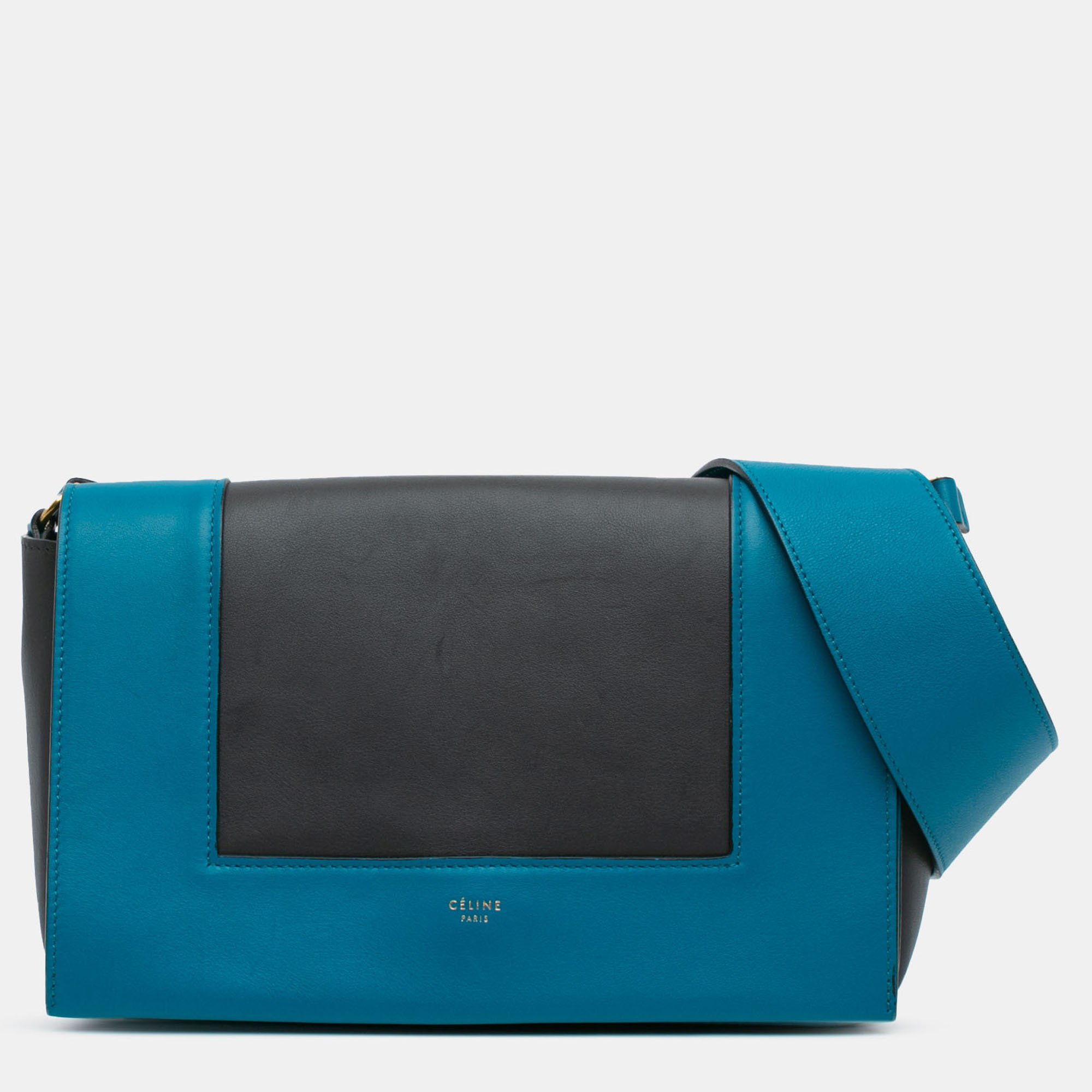 

Celine Black Blue Leather Frame Shoulder Bag