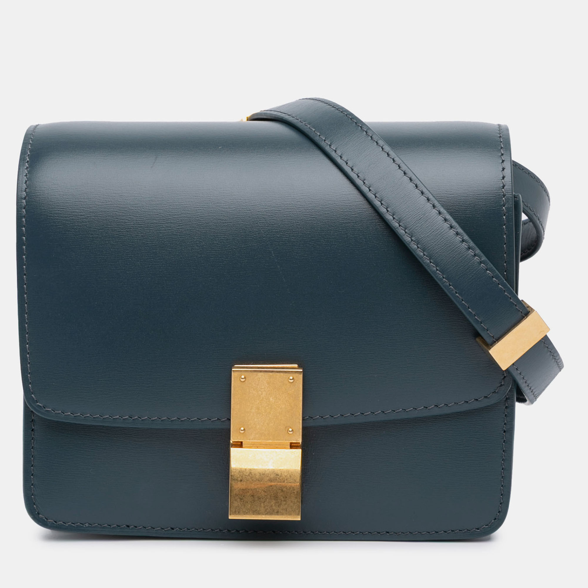 

Celine Classic Box Small Calfskin Leather Shoulder Bag, Green