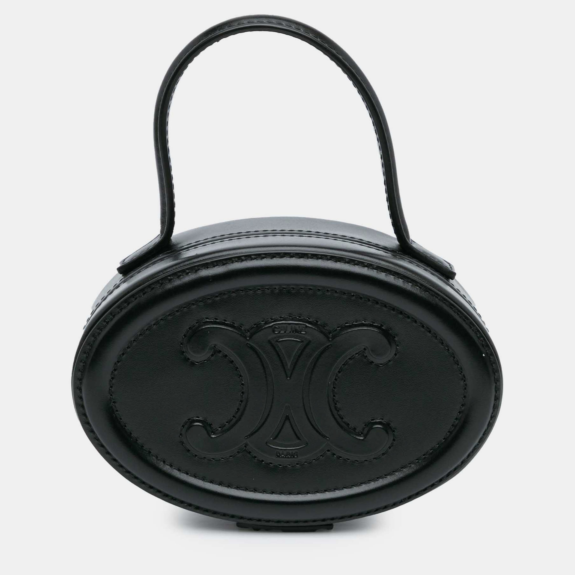

Celine Black Calfskin Cuir Triomphe Oval Handbag