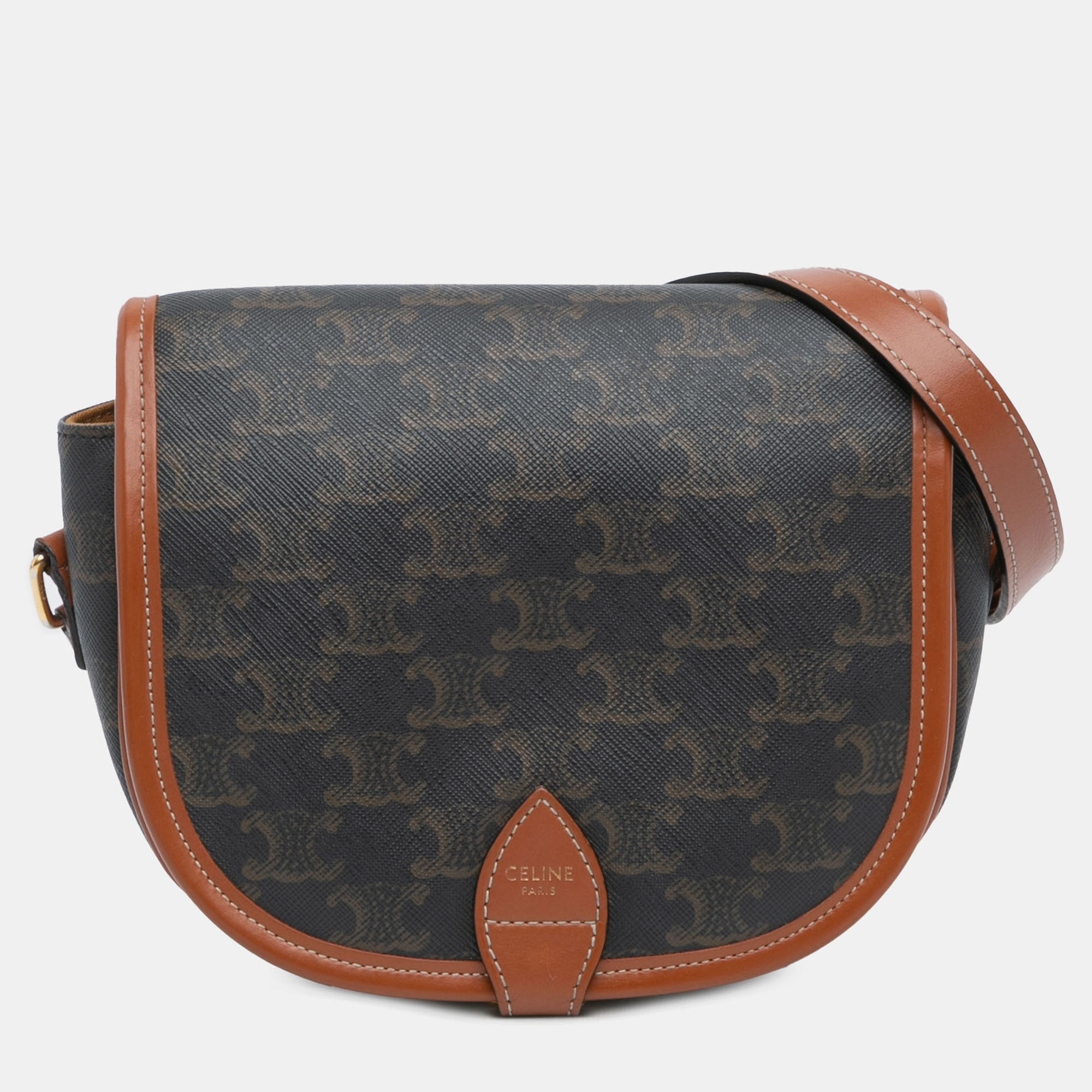 

Celine Brown Medium Triomphe Coated Canvas Folco Crossbody