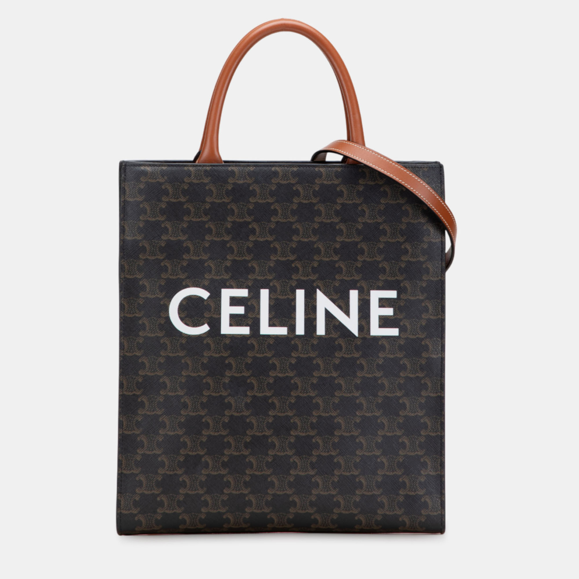

Celine Brown Small Triomphe Coated Canvas Vertical Cabas Tote