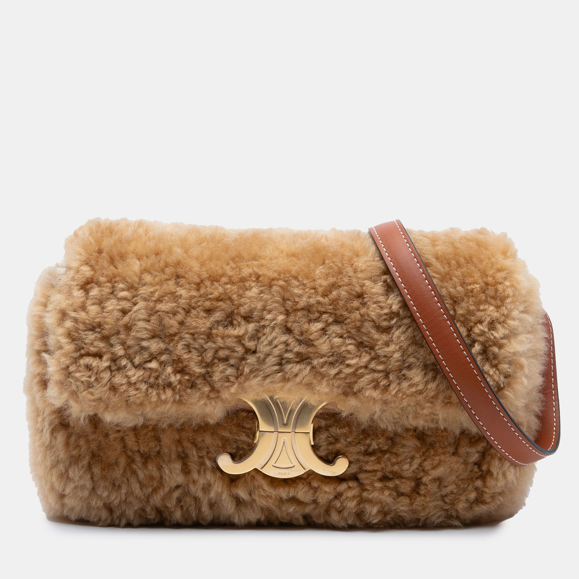 

Celine Brown Shearling Triomphe Shoulder Bag