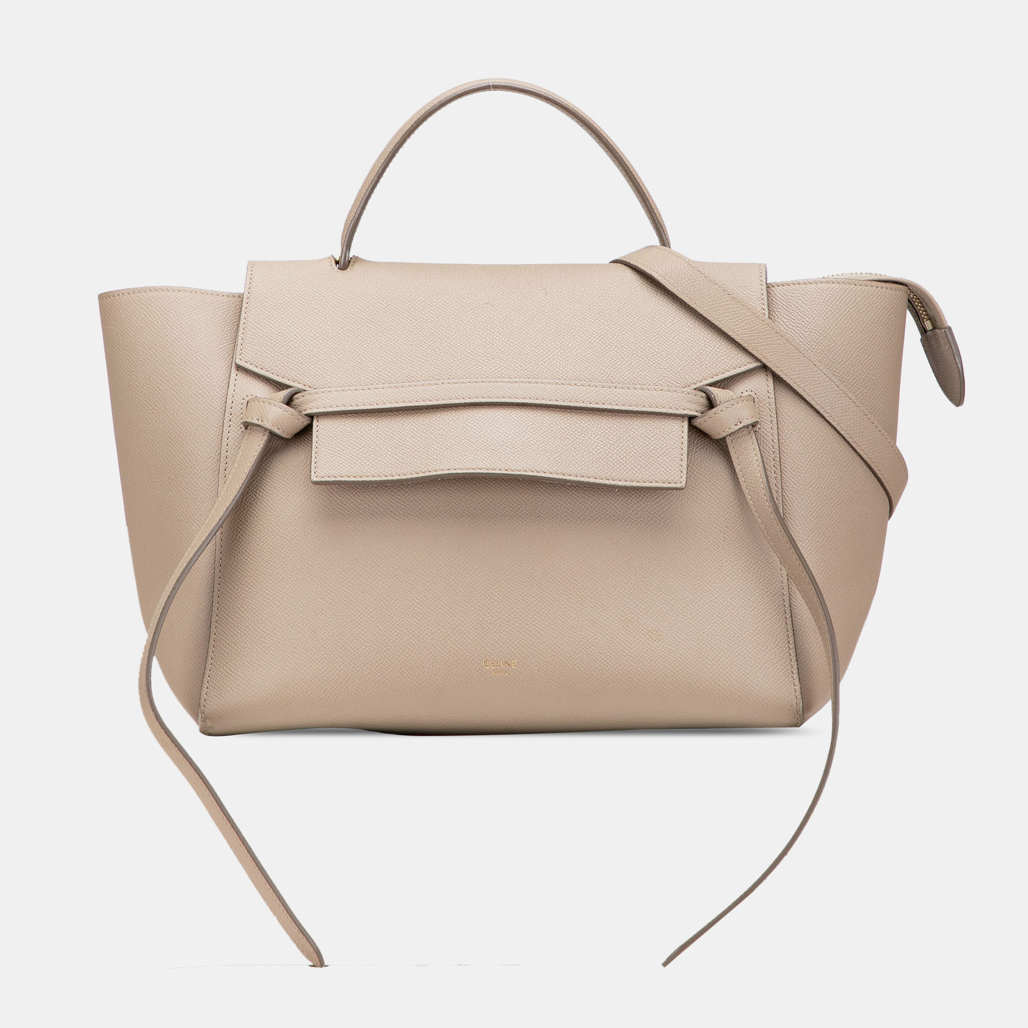 Pre-owned Celine Beige Mini Leather Belt Bag Satchel In Sand