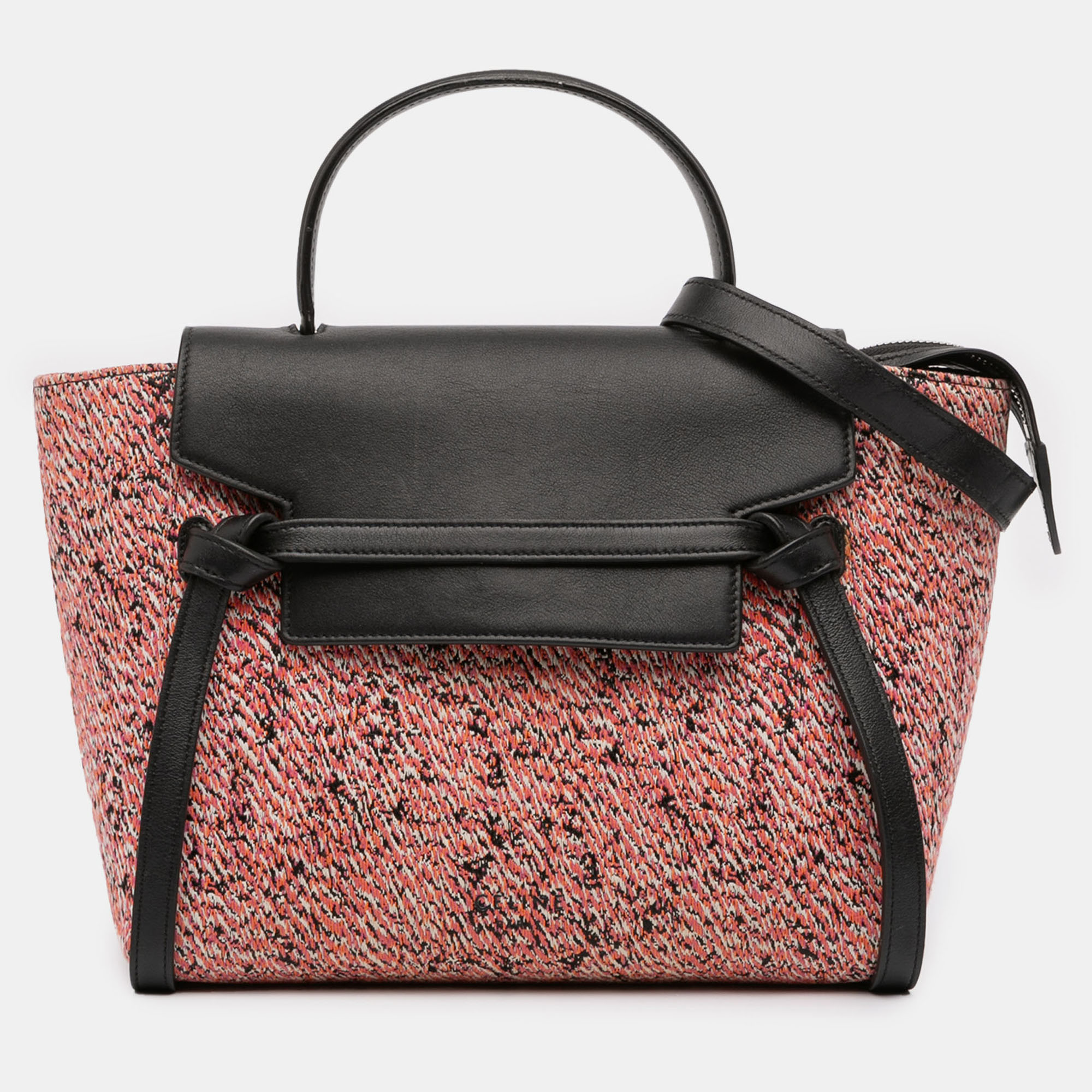 Pre-owned Celine Pink Micro Tweed Belt Satchel