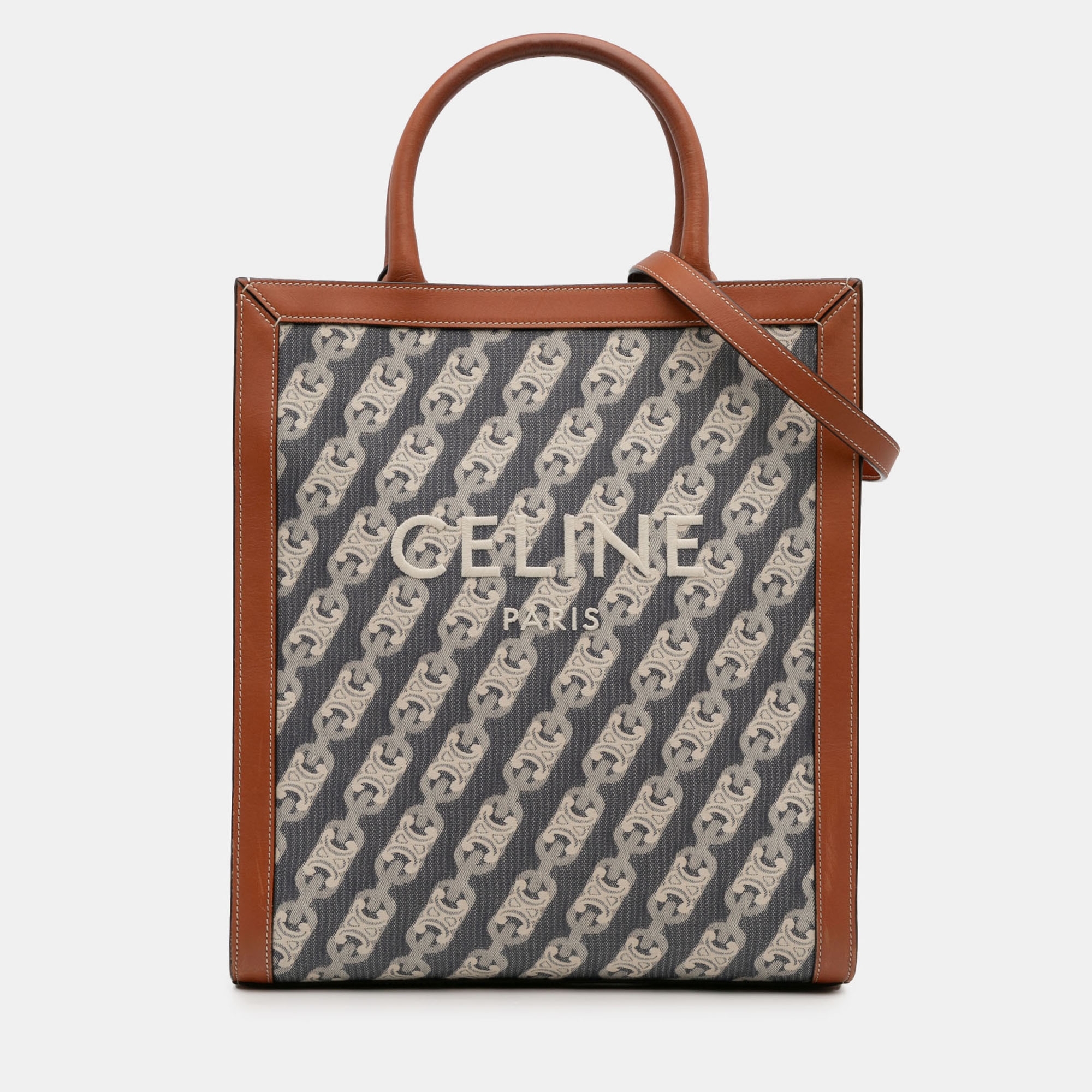 

Celine Blue Small Triomphe Canvas Maillon Vertical Cabas Satchel