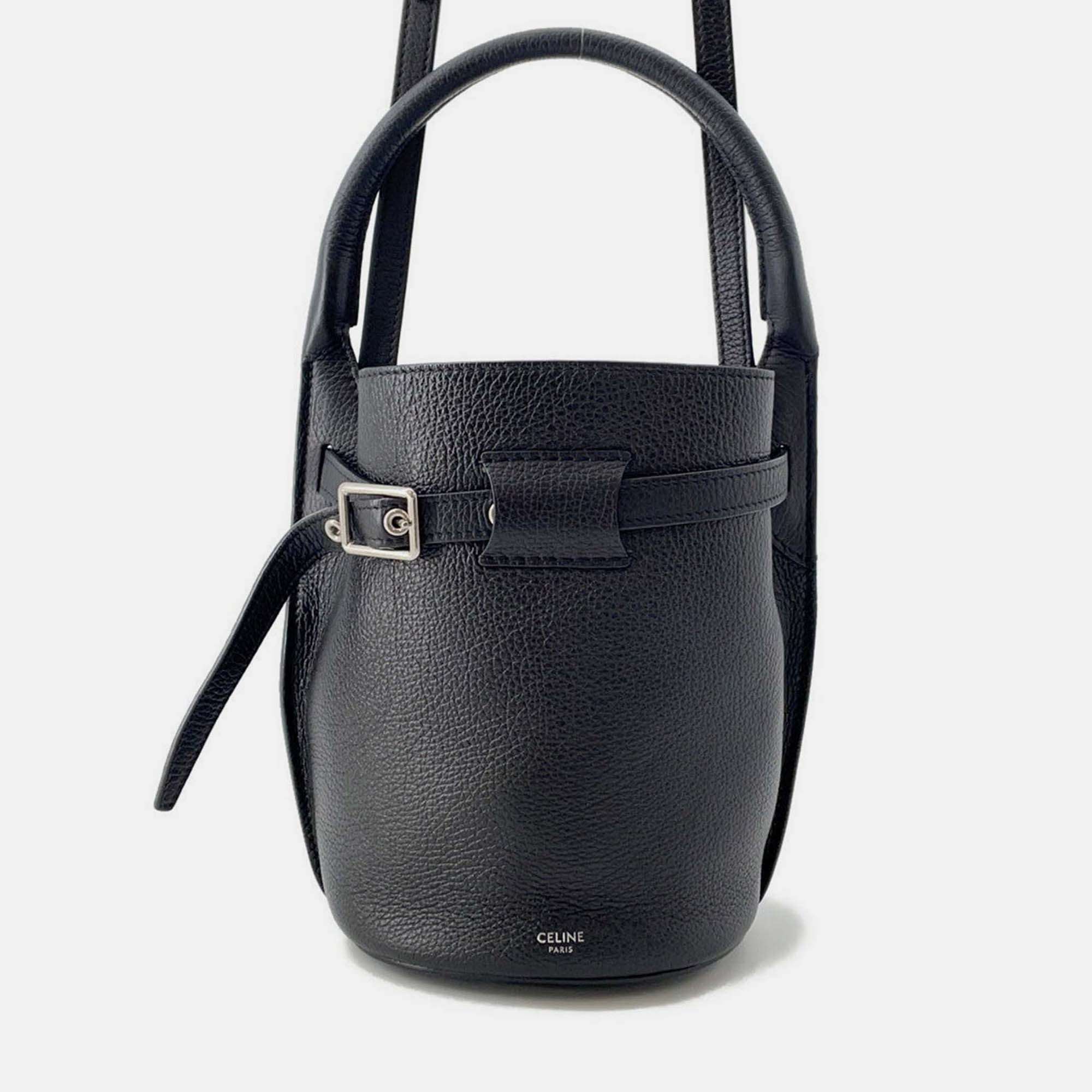 

Celine Big Bag Bucket Black Leather Size Nano 2Way Handbag