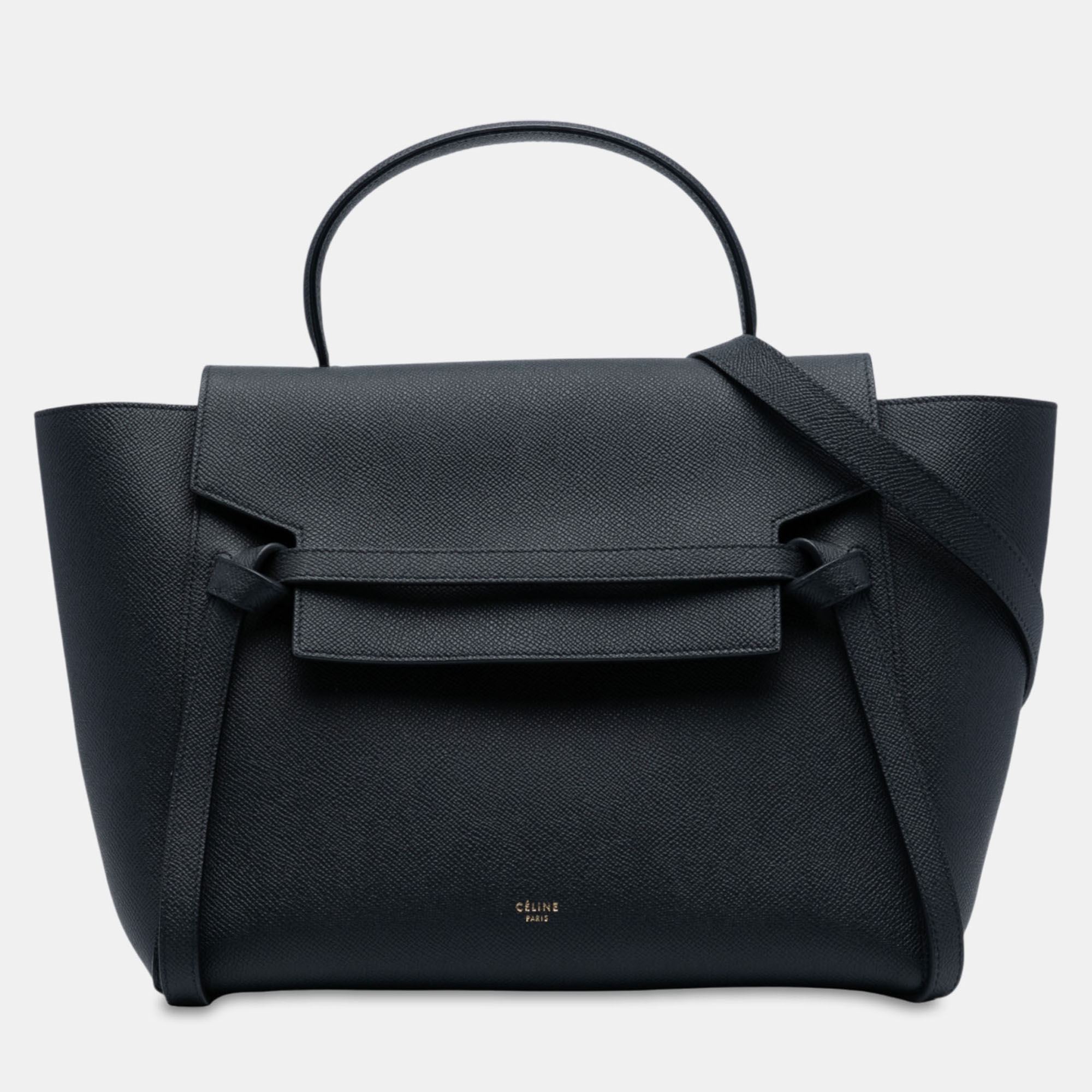 Pre-owned Celine Black Mini Grained Calfskin Belt Bag
