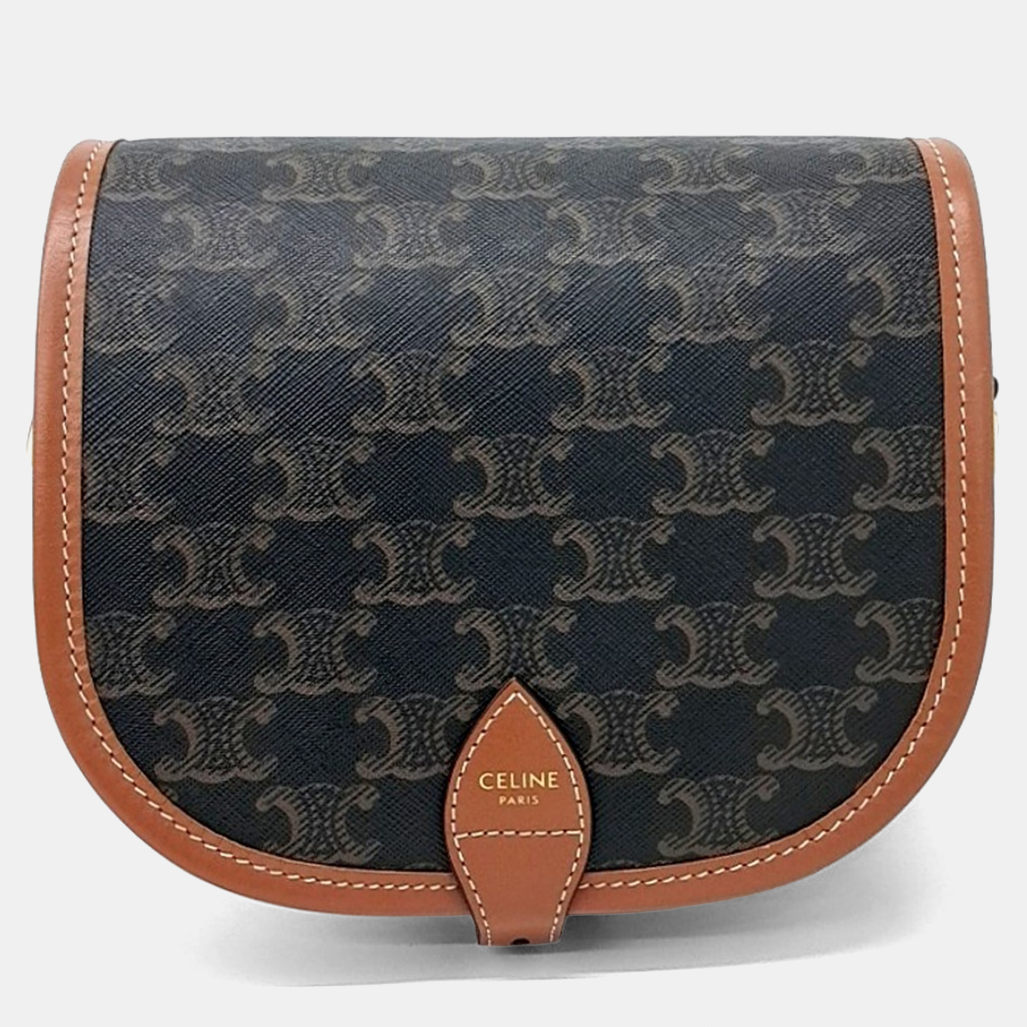 

Celine Brown Coated Canvas Folco Bag Medium