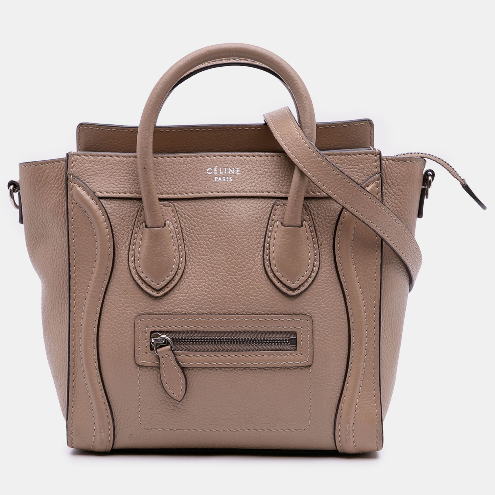 

Celine Nano Leather Luggage Tote, Brown
