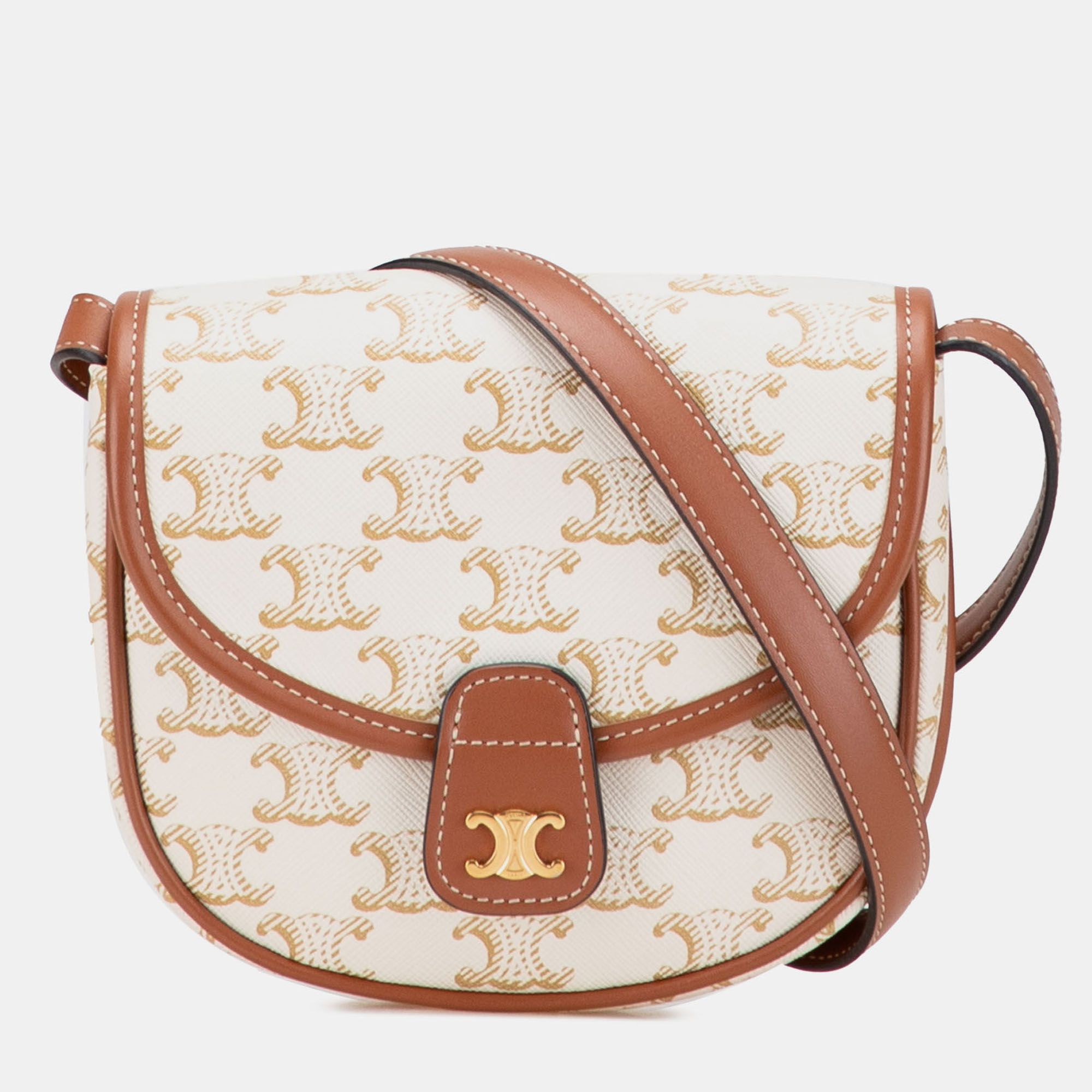 

Celine Mini Triomphe Coated Canvas Besace Crossbody, White