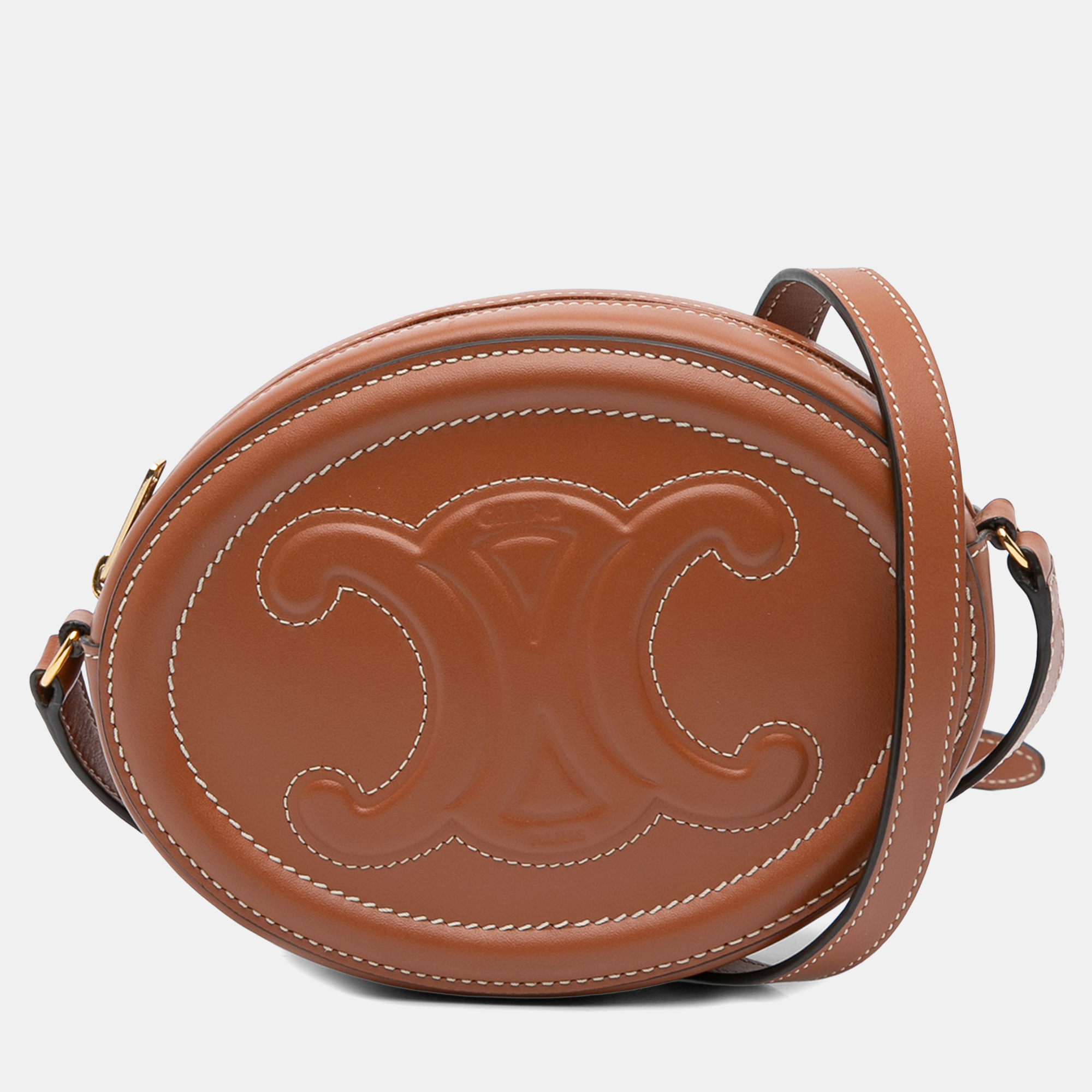 

Celine Brown Small Calfskin Cuir Triomphe Oval Crossbody