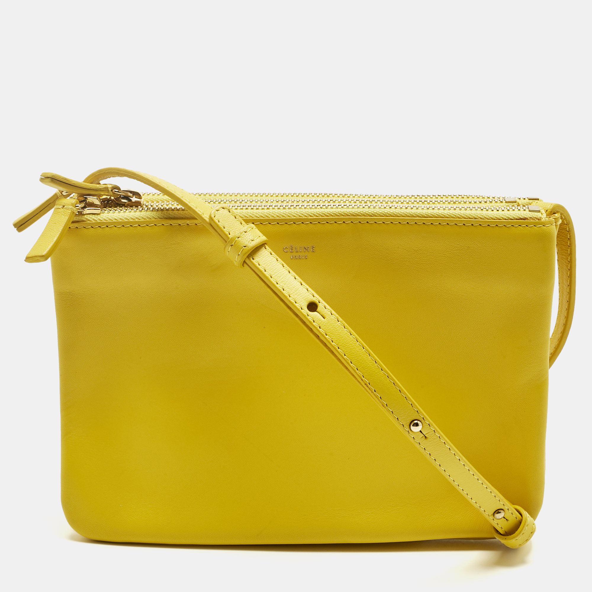 

Celine Yellow Leather Small Trio Crossbody Bag