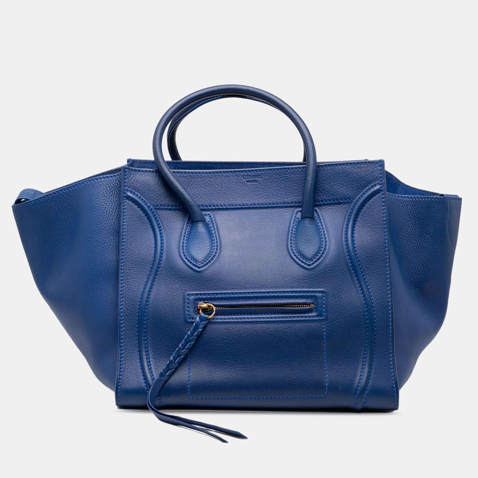 Pre-owned Celine Blue Medium Grained Calfskin Phantom Luggage Tote