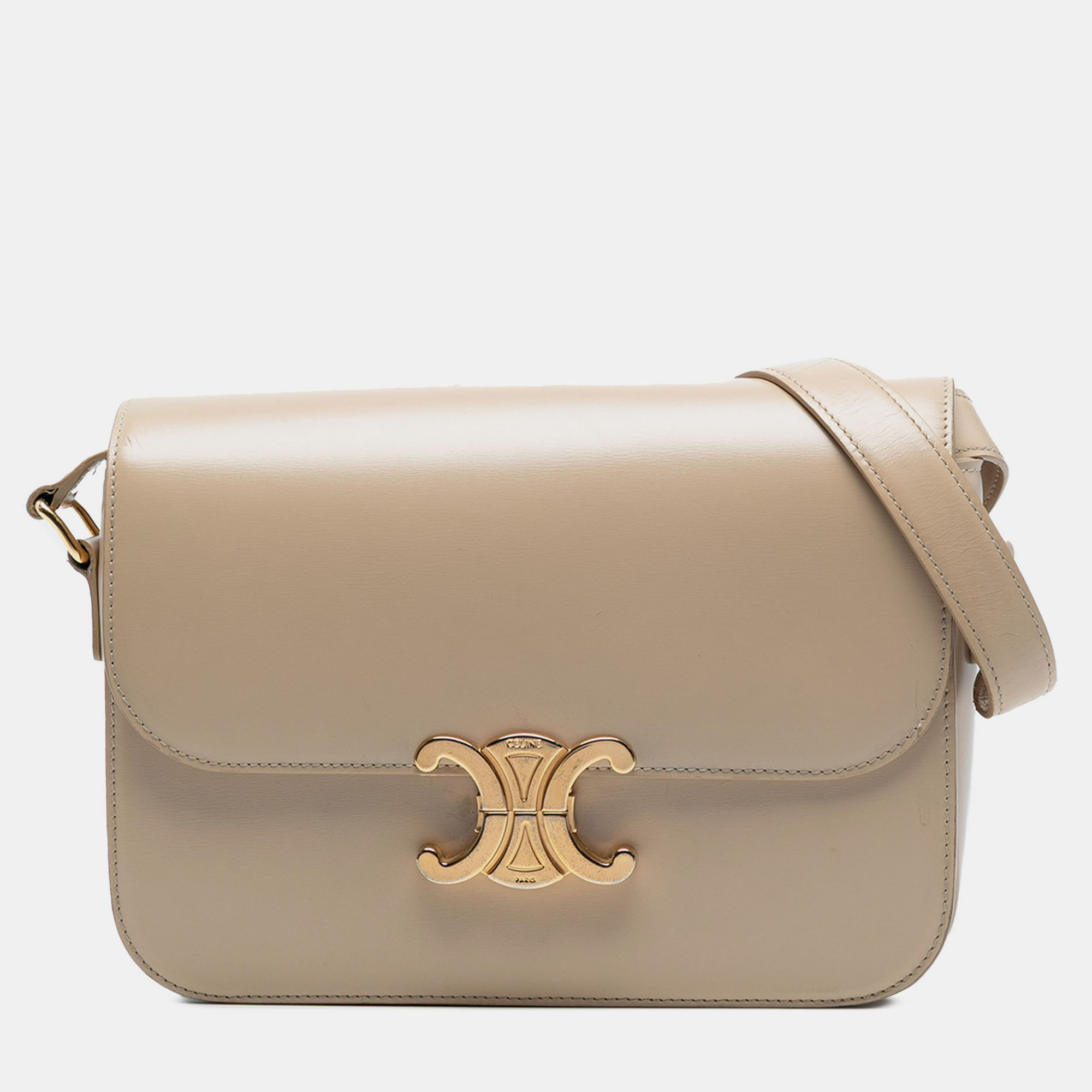 

Celine Beige Classique Shiny Calfskin Triomphe Crossbody