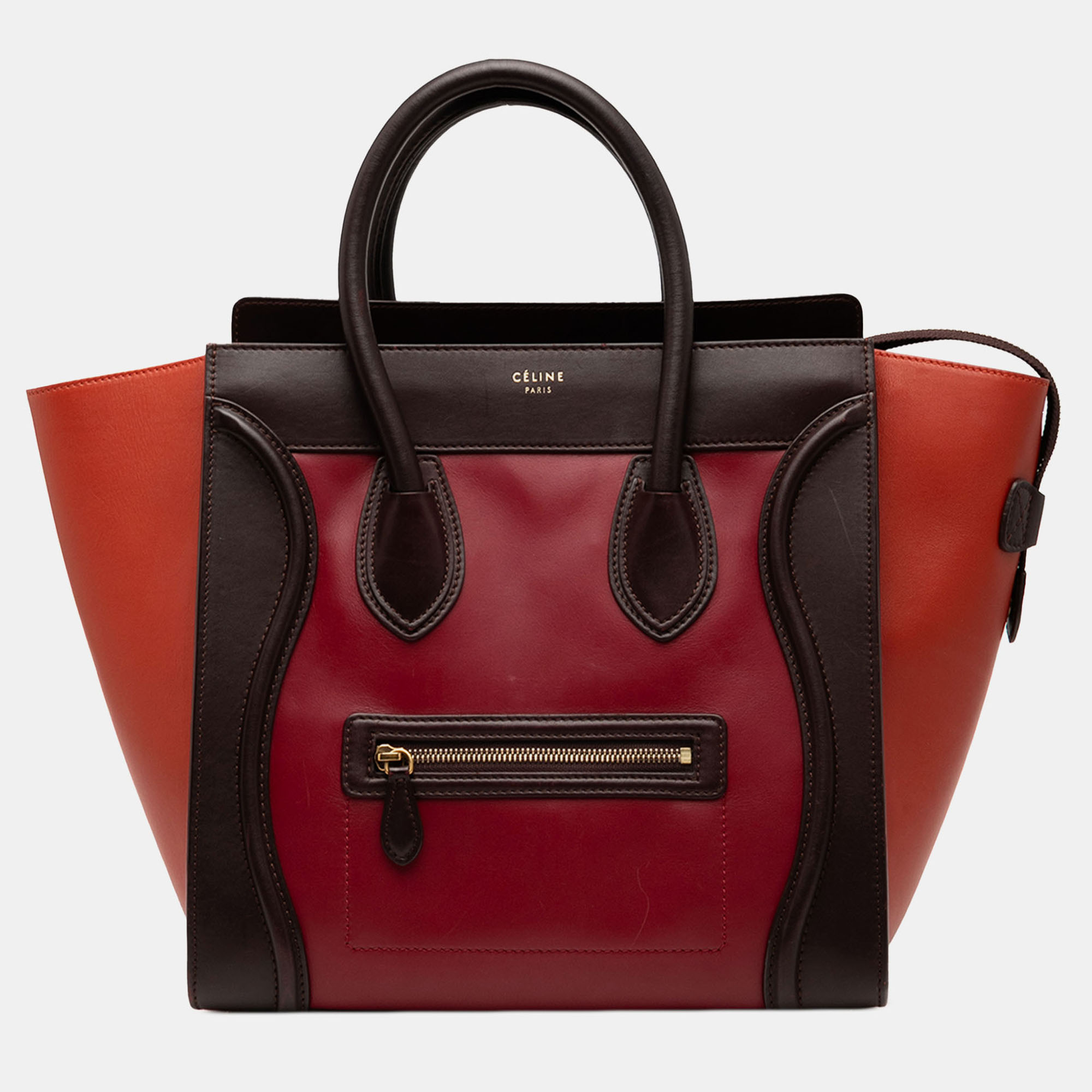 

Celine Red Mini Tricolor Leather Luggage Tote