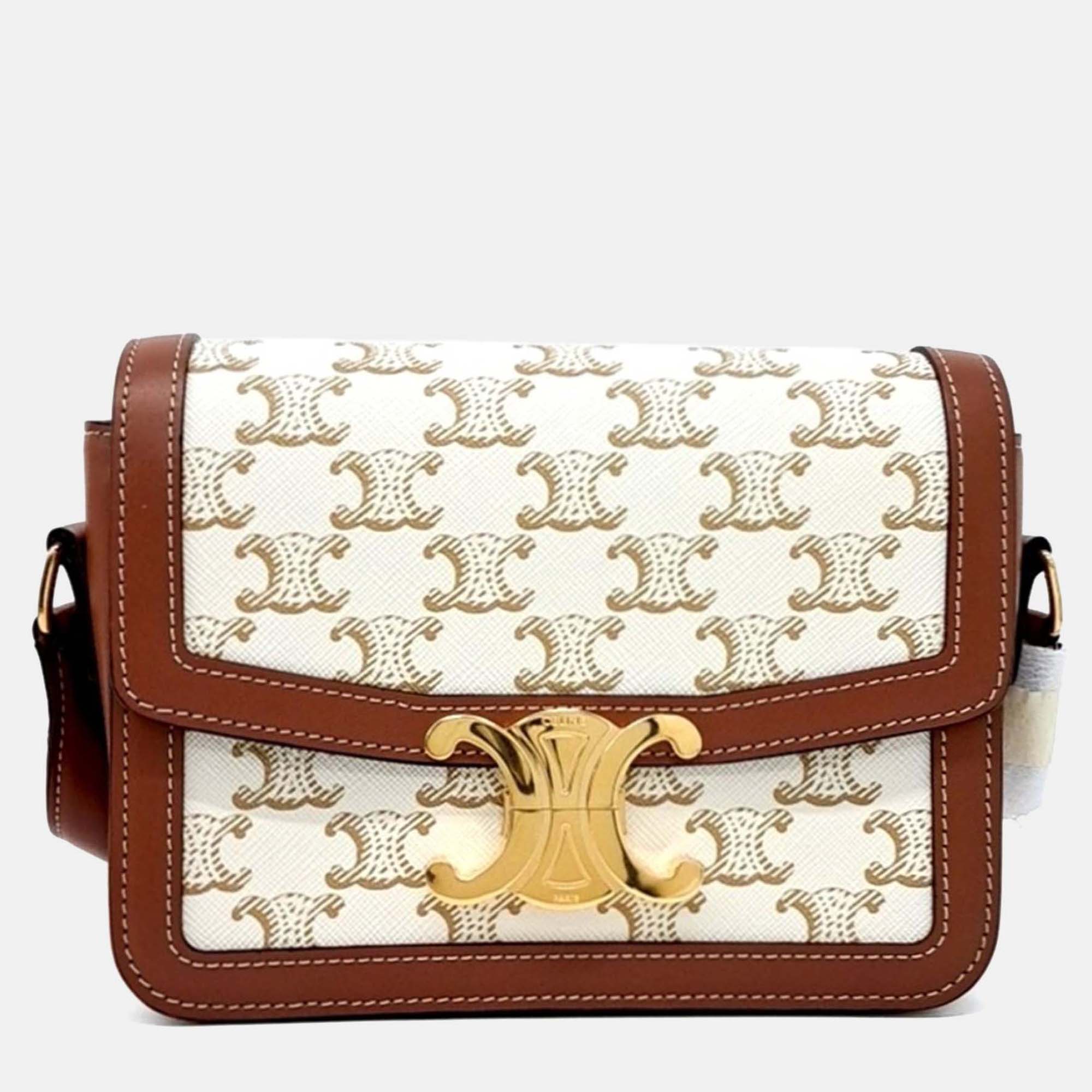 

Celine Beige Brown Leather and PVC Triumph Bag Small