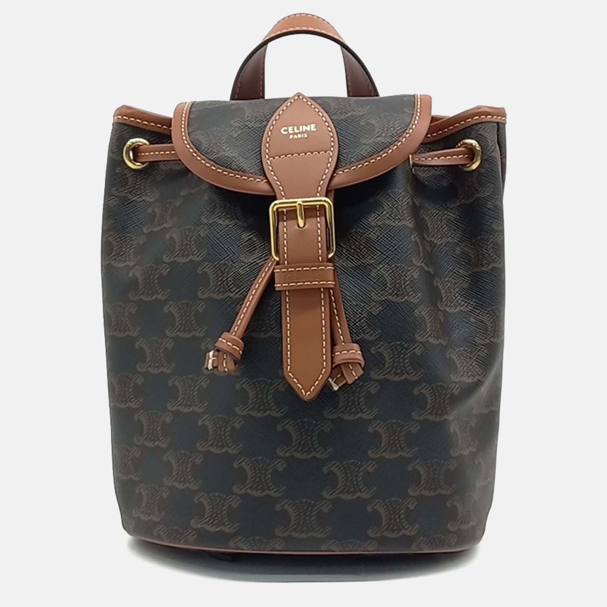 CELINE Pre-owned Brown Coated Canvas And Leather Folco Mini Backpack