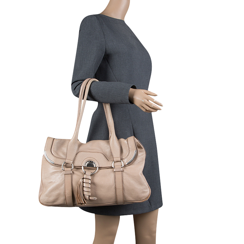 

Celine Beige Leather Boston Bag