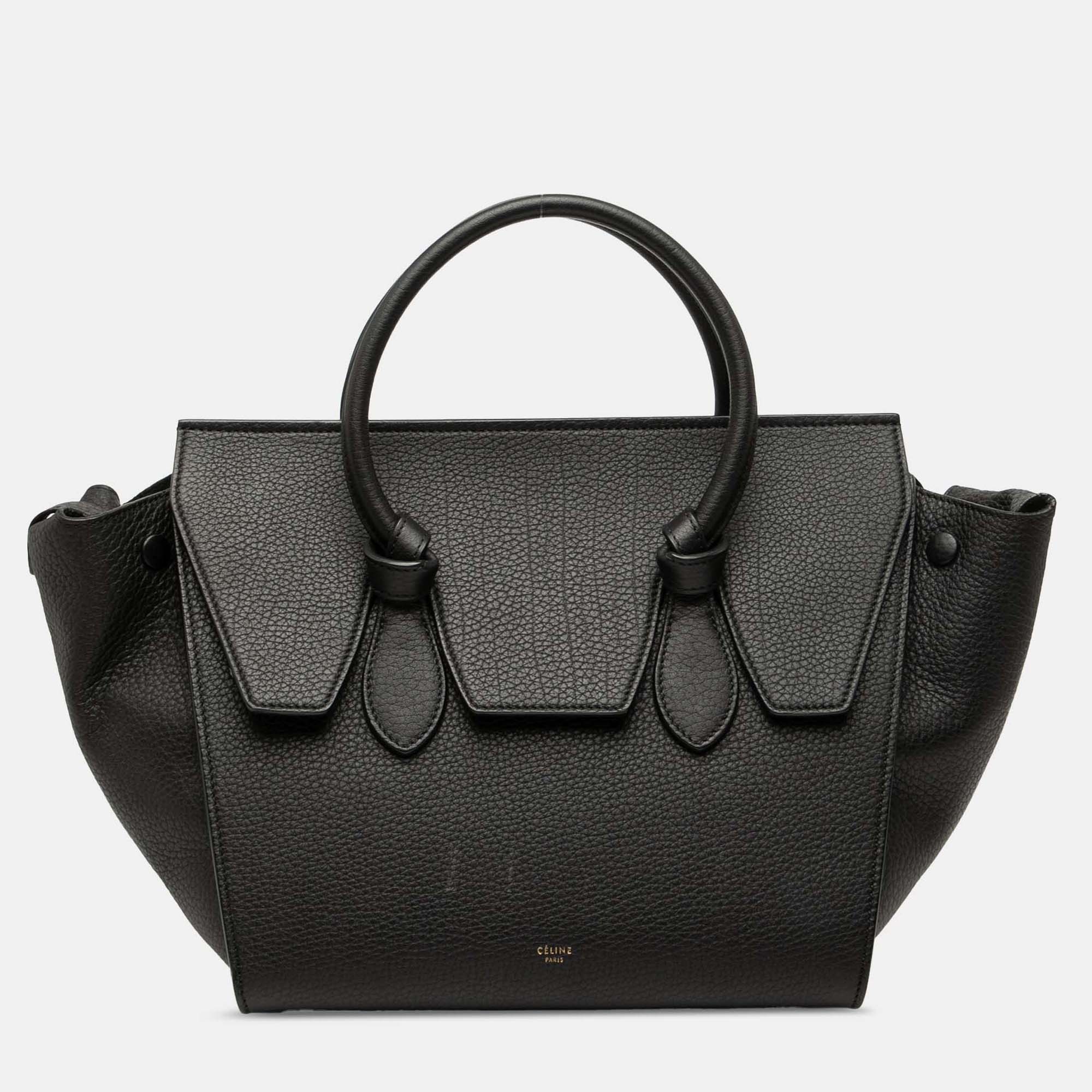 CELINE Pre-owned Black Medium Grained Calfskin Tie Knot Tote