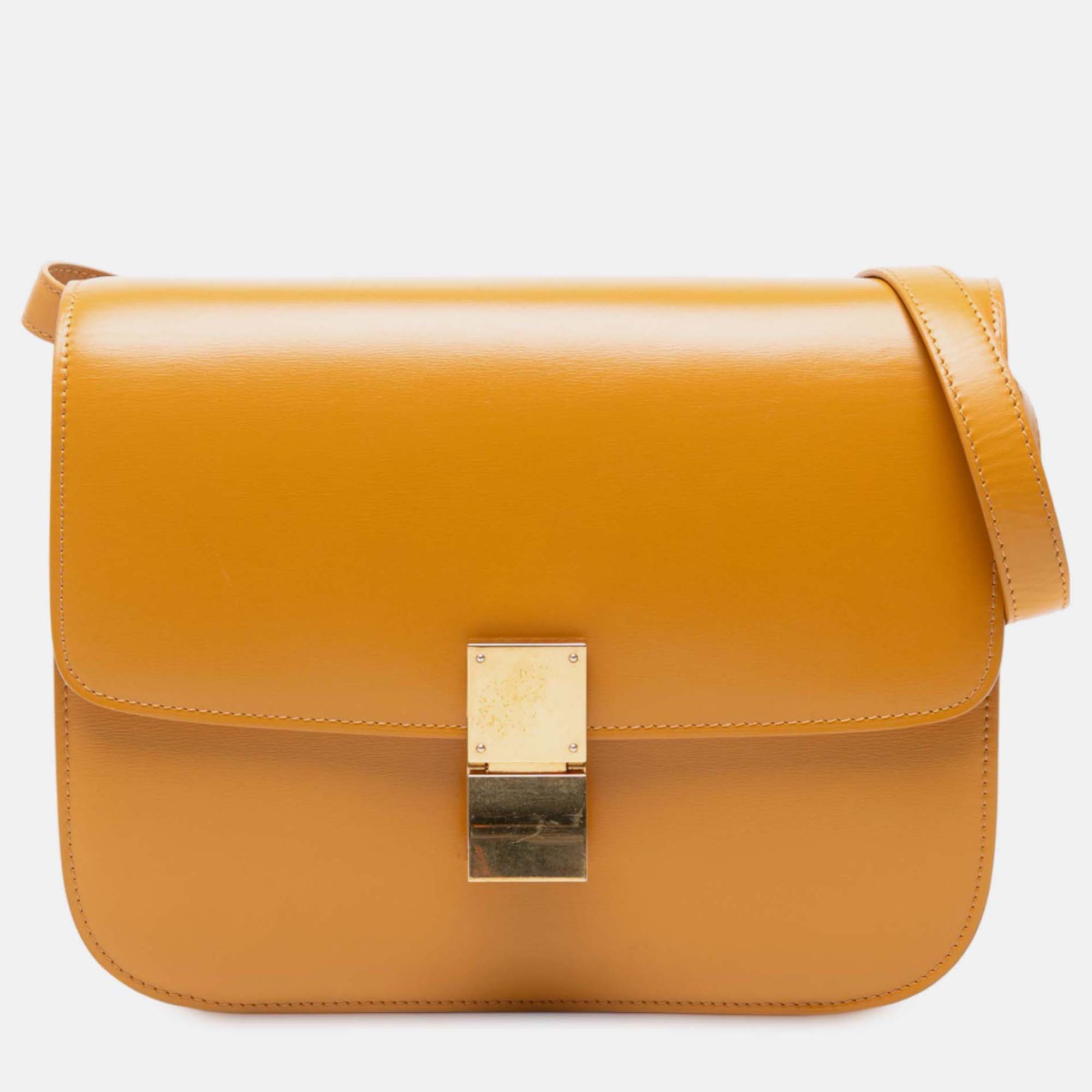 CELINE Pre-owned Yellow Medium Calfskin Classic Box