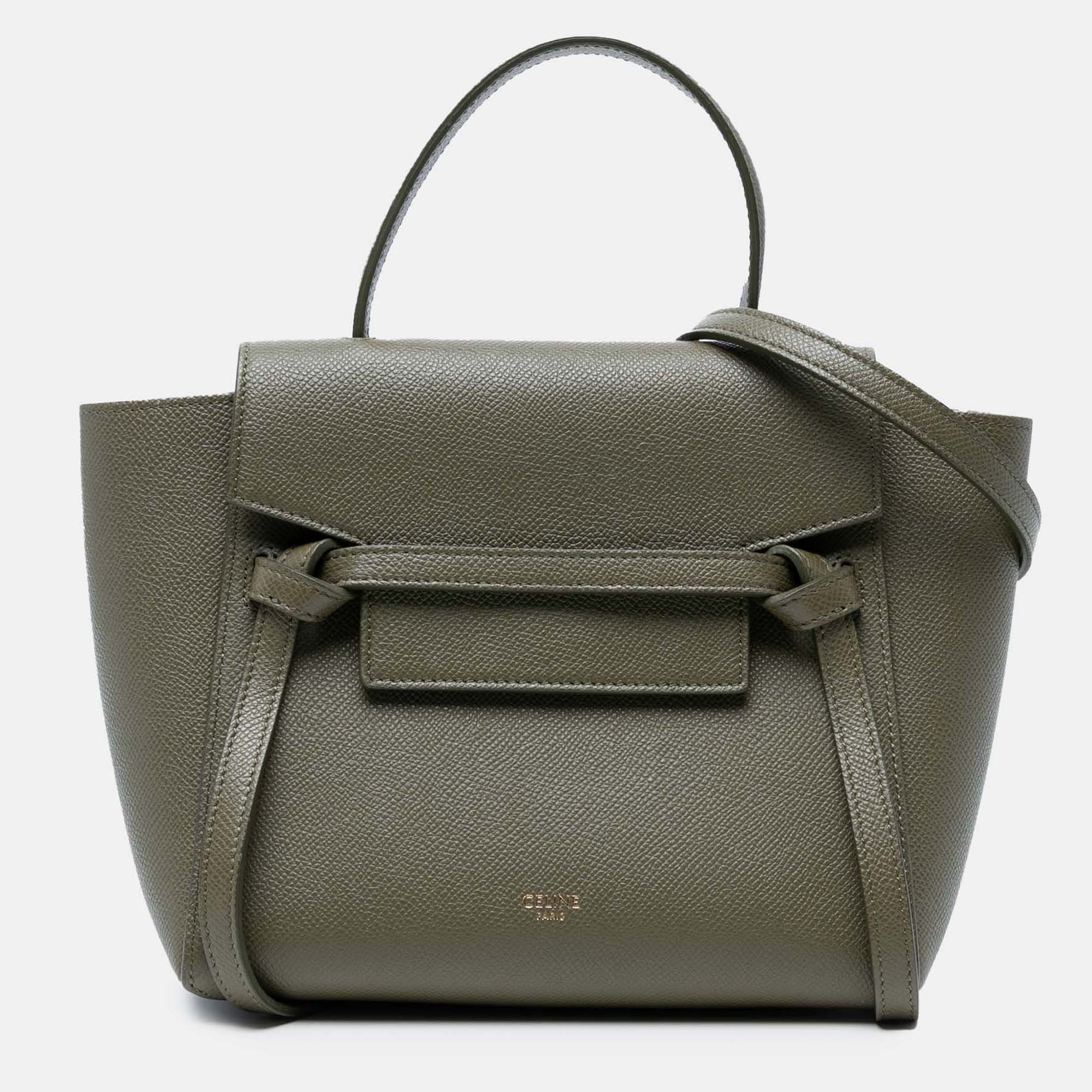 

Celine Nano Grained Calfskin Belt Bag, Green