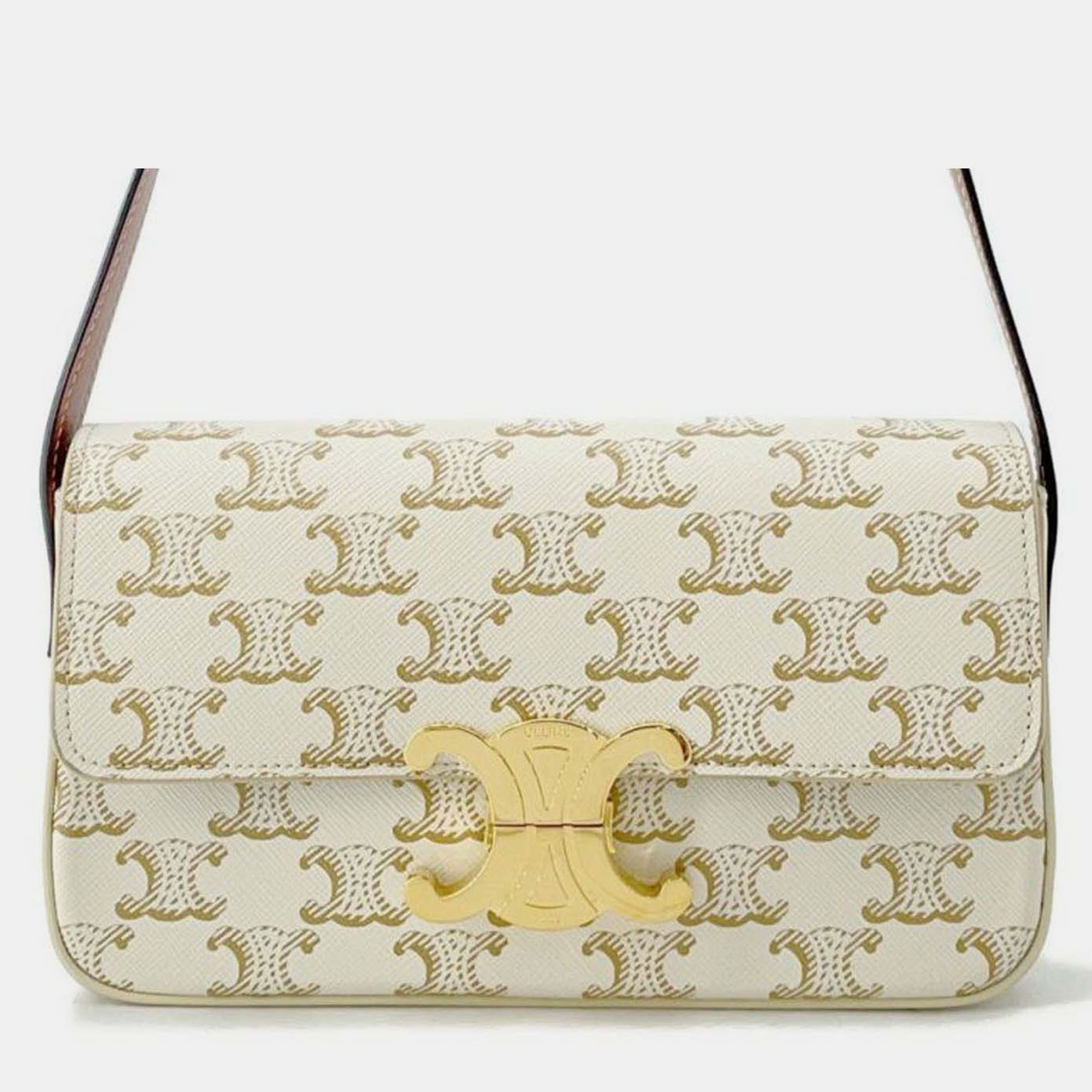 

Celine White Triomphe Coated Canvas Claude Shoulder Bag
