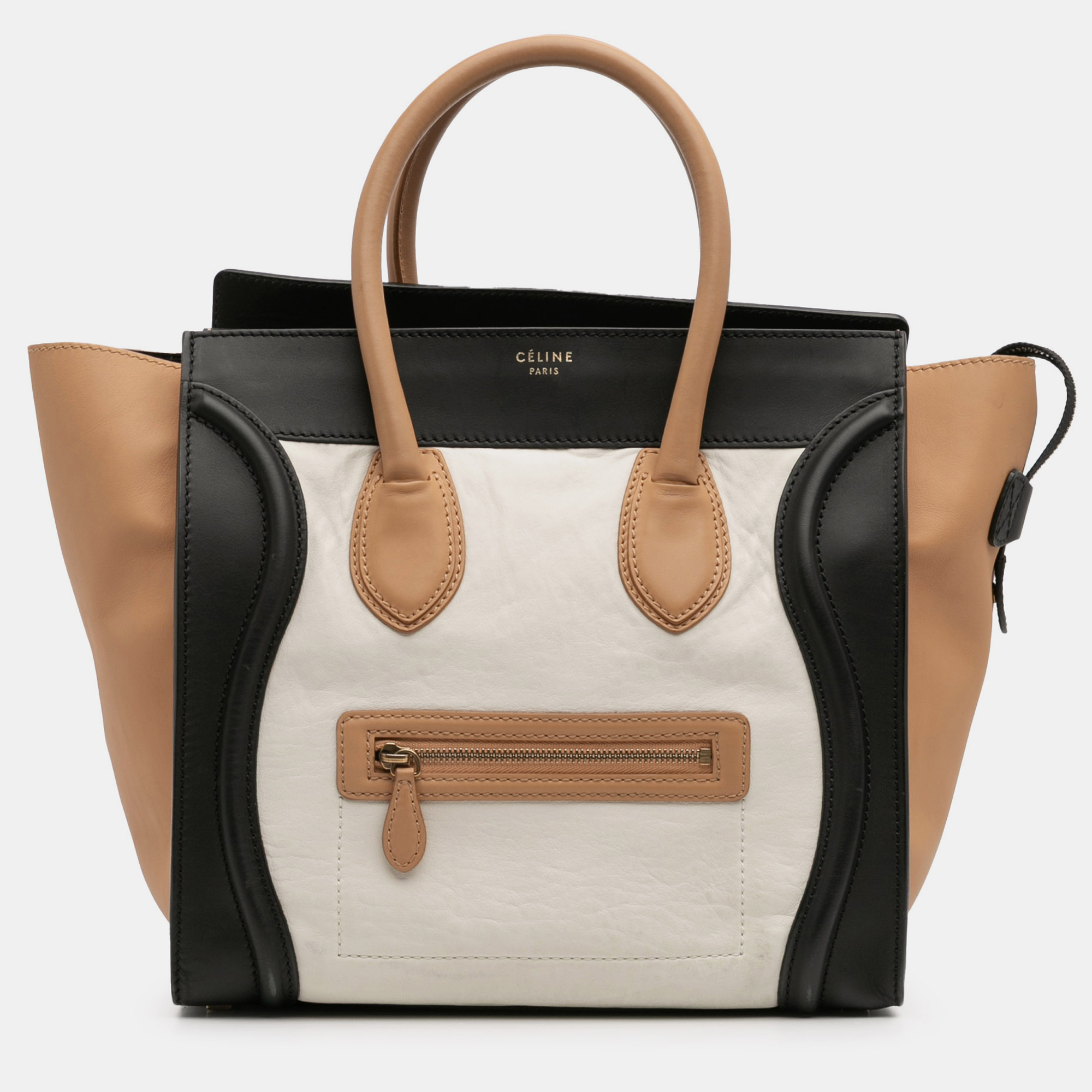 

Celine White Mini Tricolor Calfskin Luggage Tote