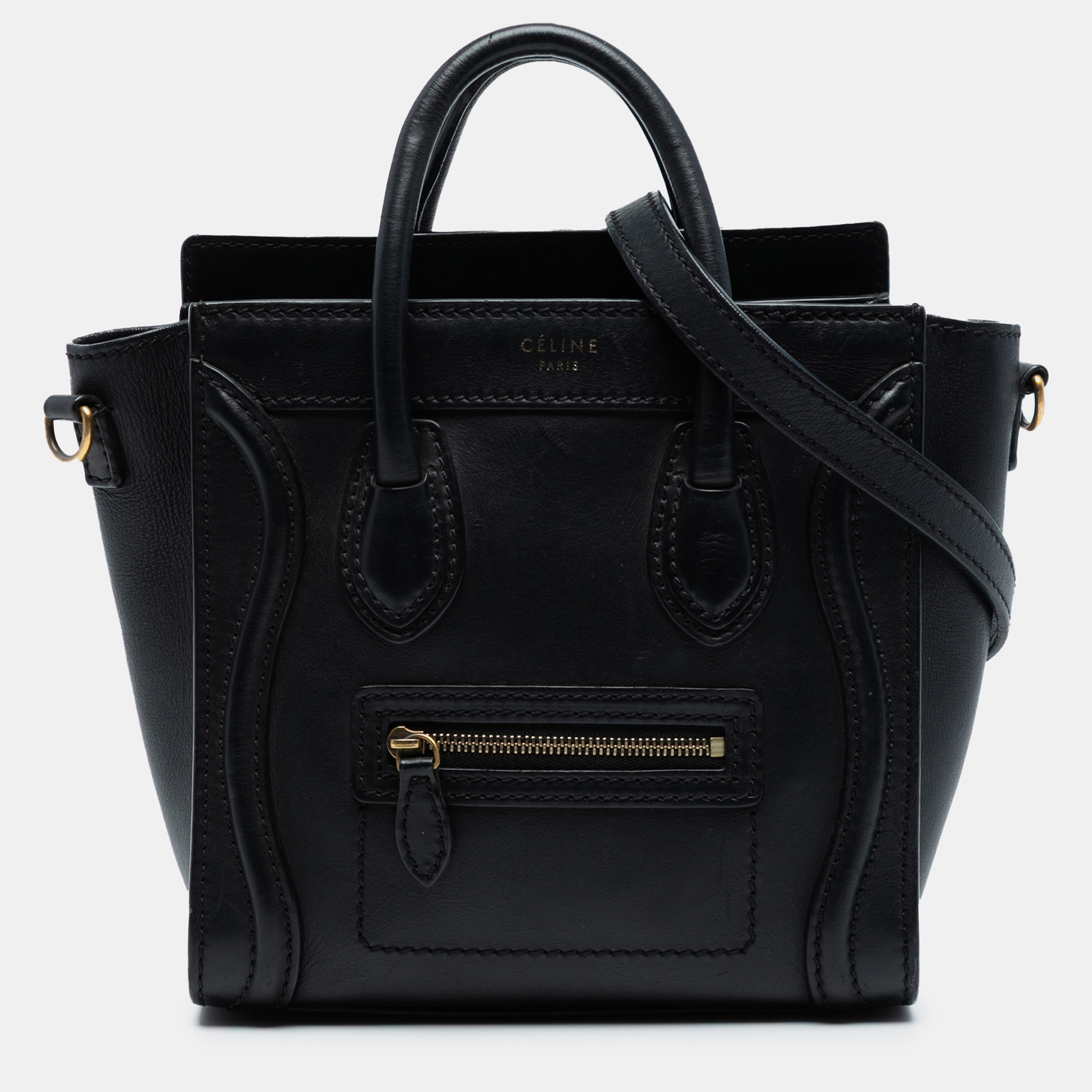 

Celine Black Nano Leather Luggage Tote