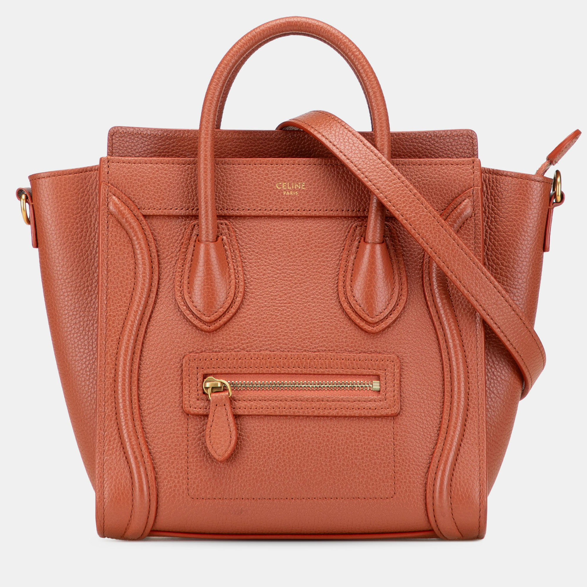 

Celine Orange Nano Leather Luggage Tote