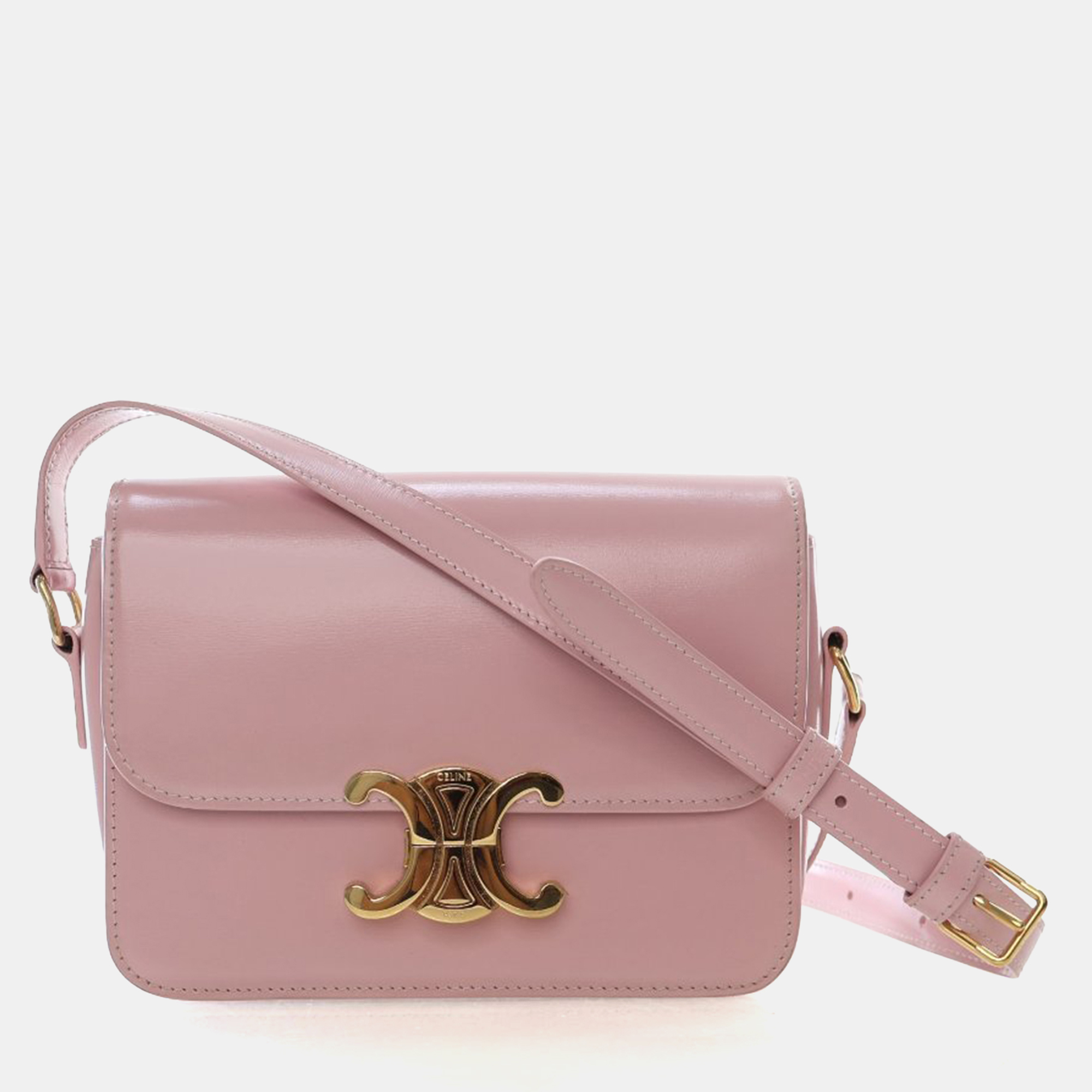 

Celine Teen Shiny Calfskin Triomphe Bag, Pink