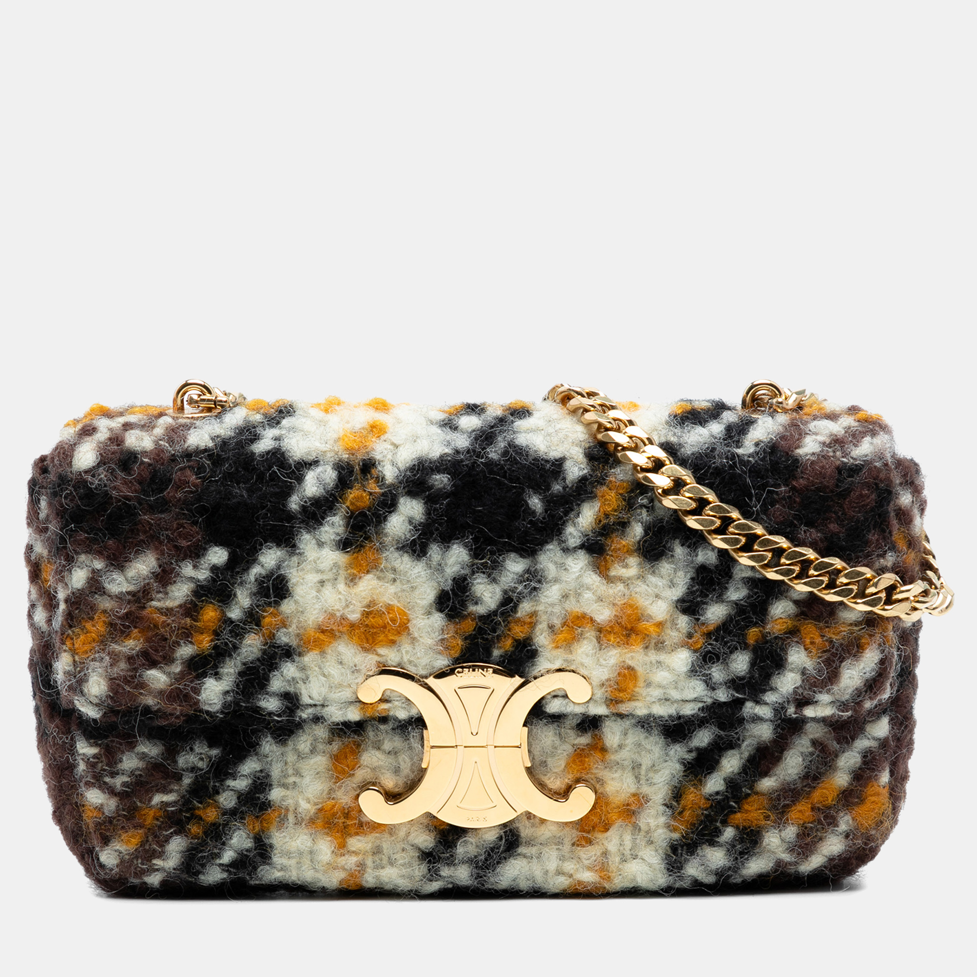 

Celine Black Wool Triomphe Chain Shoulder Bag