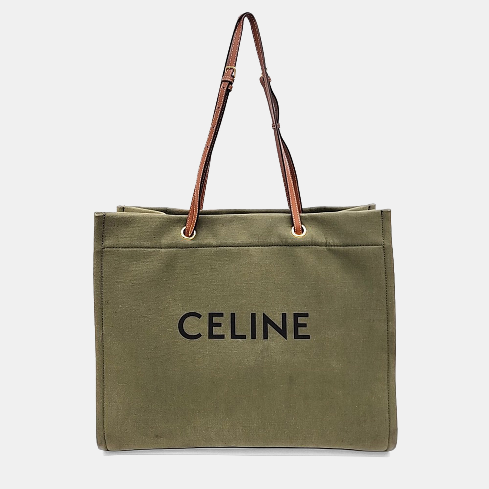 Pre-owned Celine Green Fabric Square Cabas Tote Bag