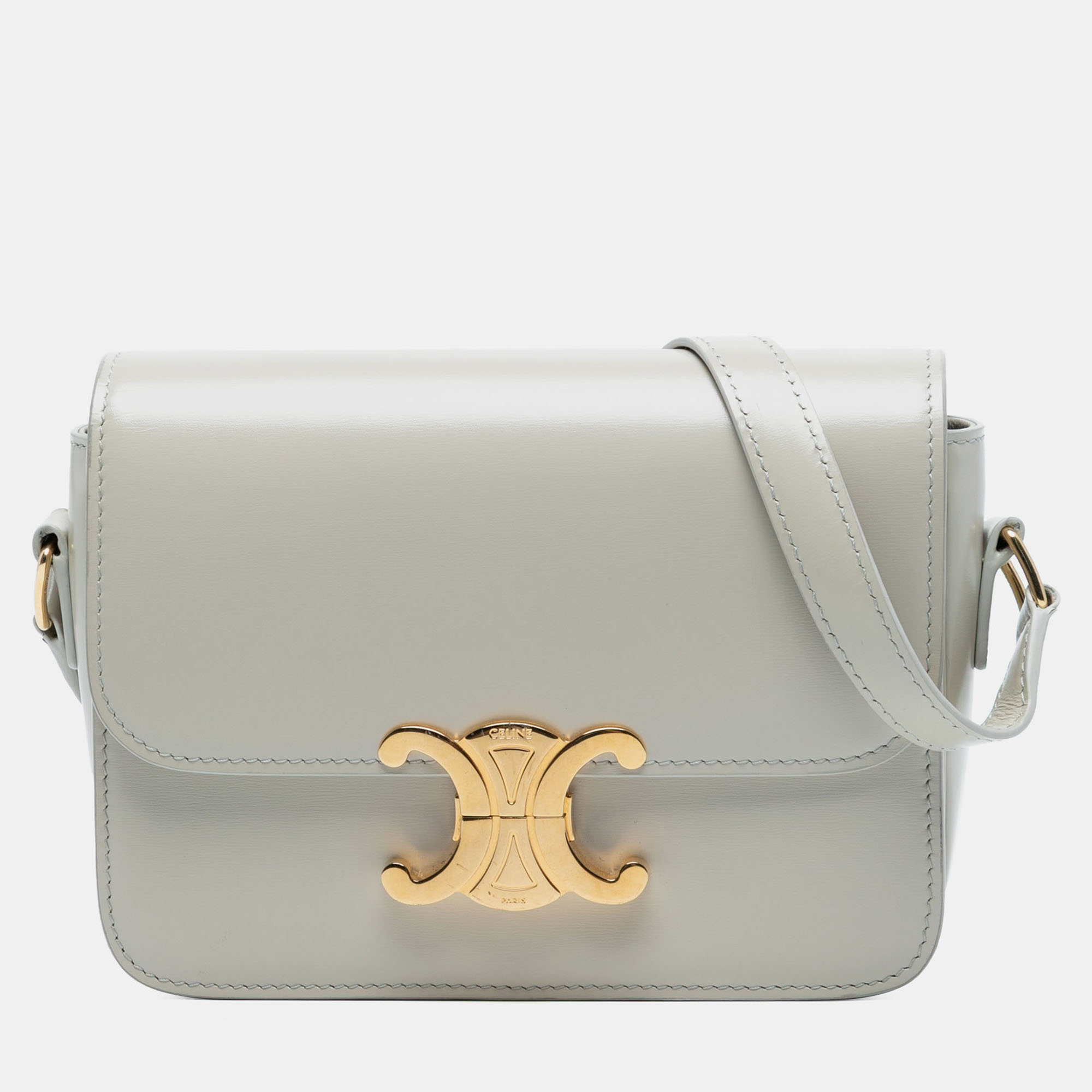 

Celine Grey Teen Shiny Calfskin Triomphe Crossbody