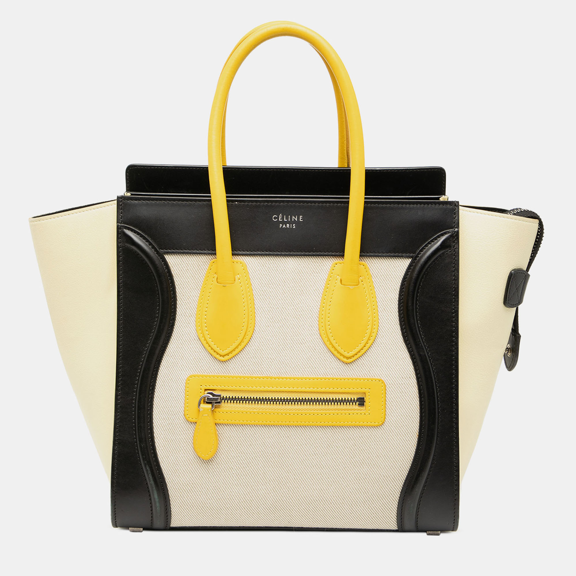 Pre-owned Celine Brown Micro Tricolor Canvas And Leather Luggage Tote