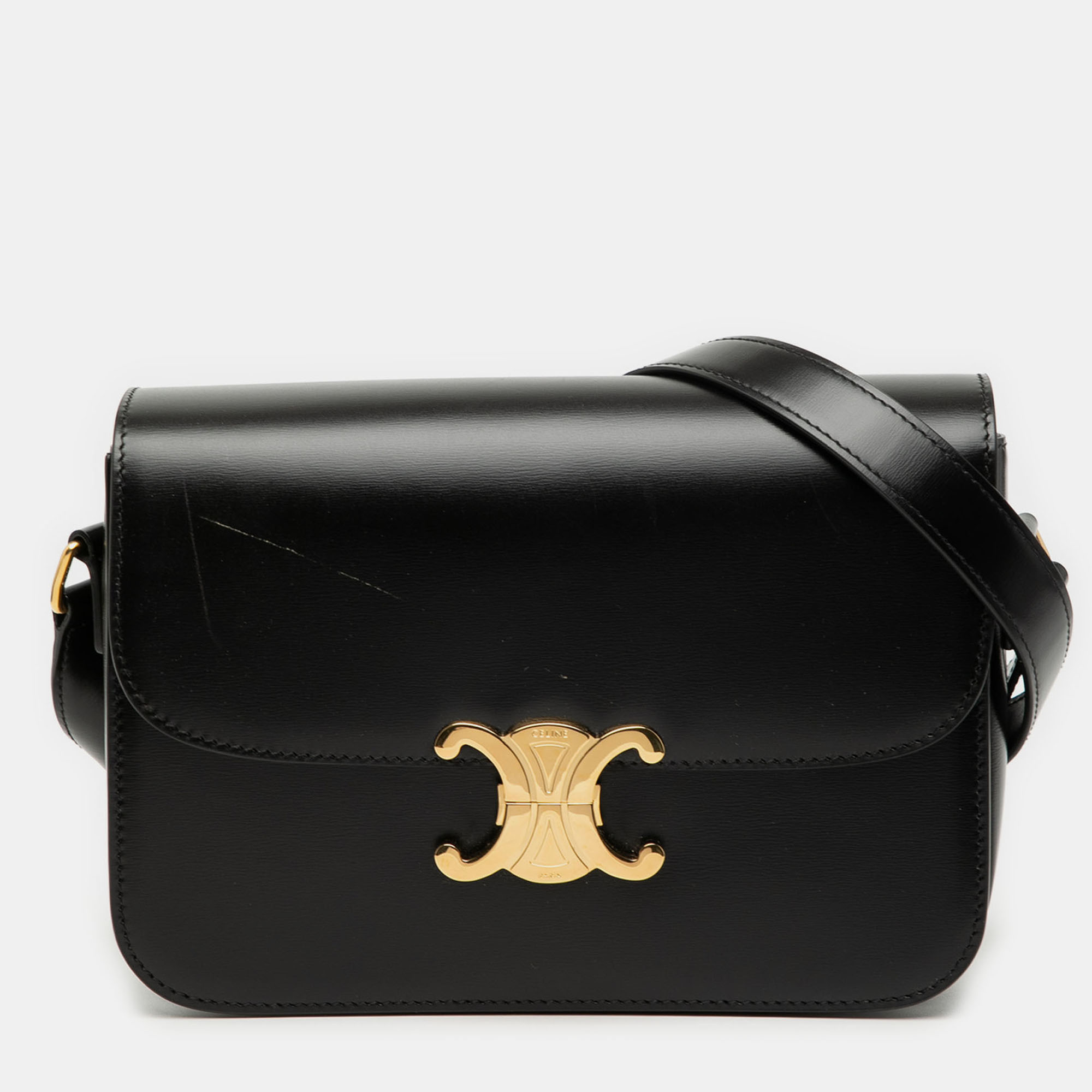 

Celine Black Classique Shiny Calfskin Triomphe Crossbody