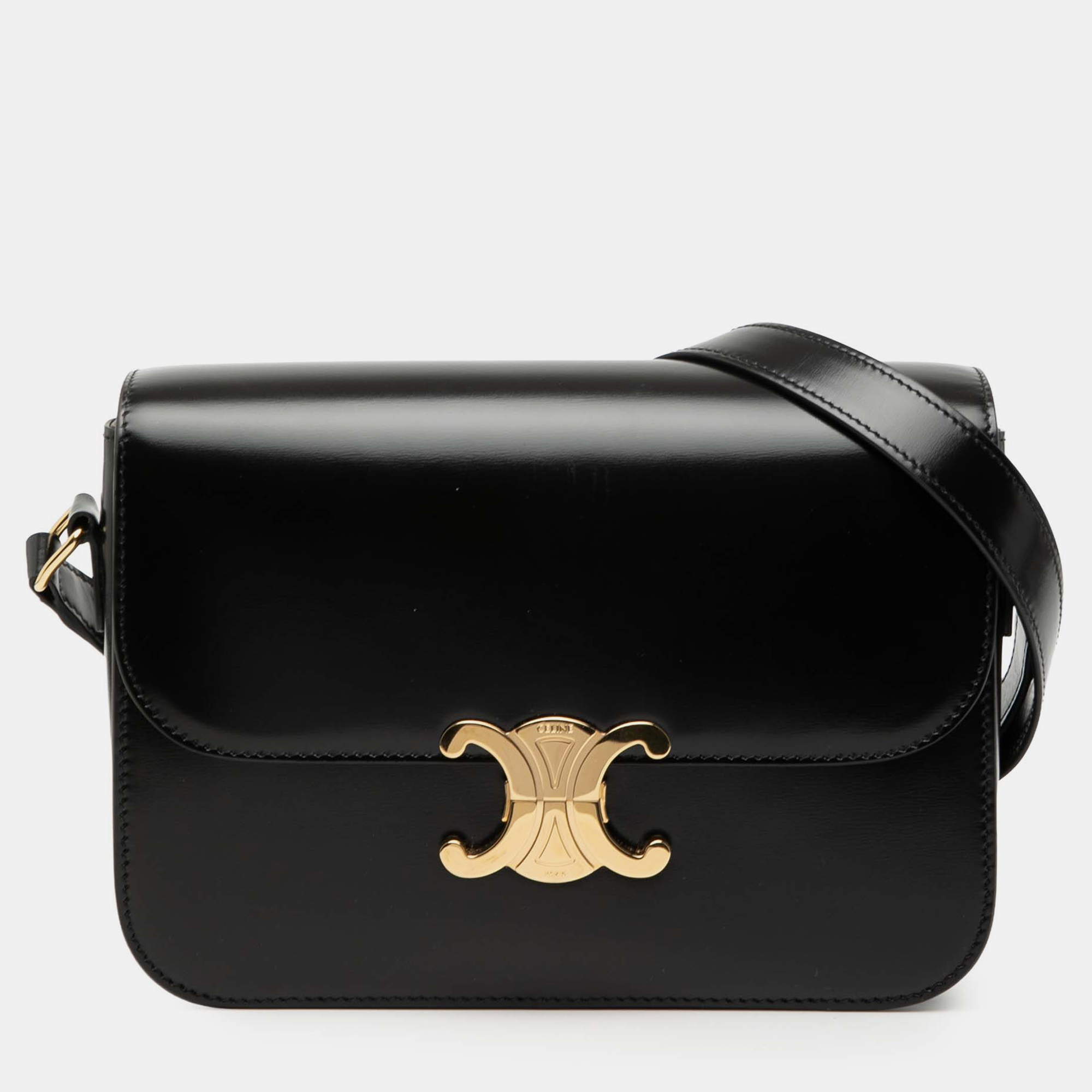 

Celine Black Classique Shiny Calfskin Triomphe Crossbody