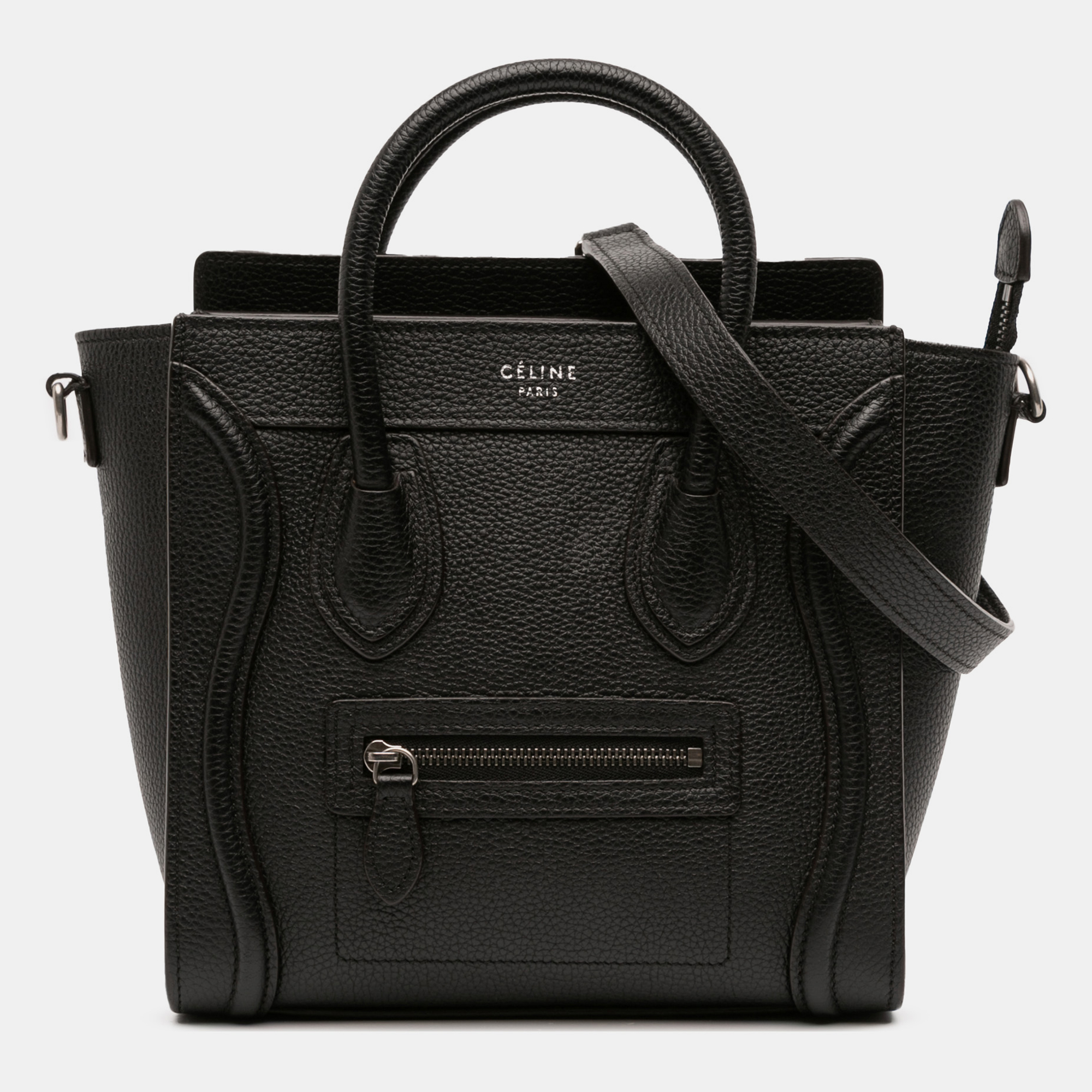 Pre-owned Celine Black Nano Leather Luggage Tote