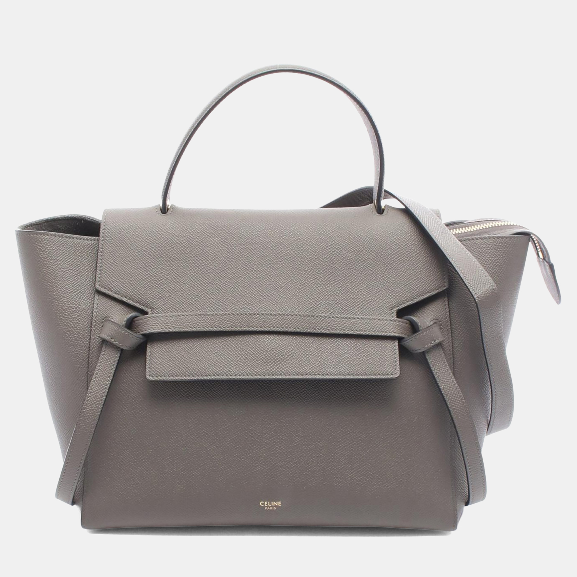 

Celine Belt Nano Grey Leather Top Handle Bag