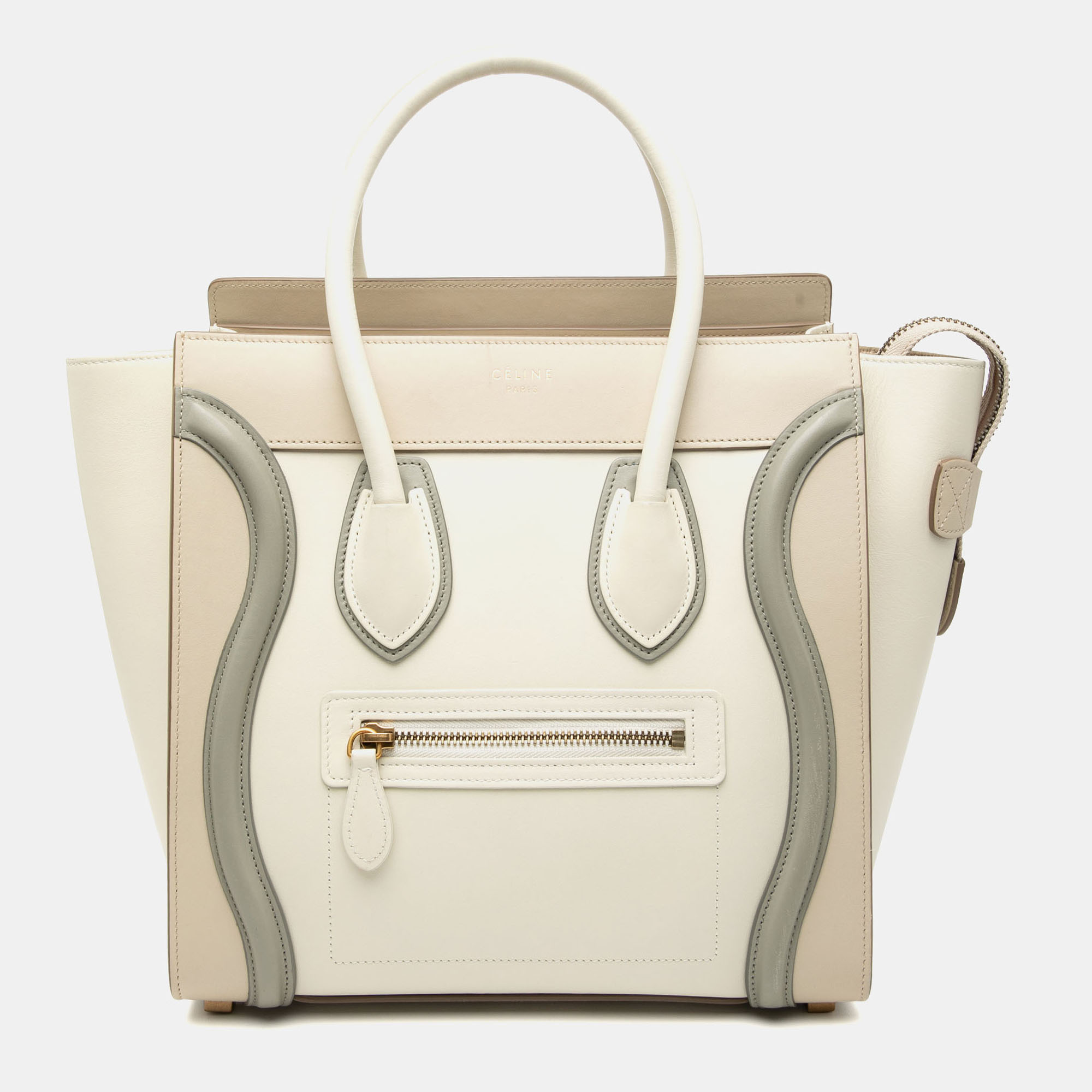 

Celine White Micro Tricolor Leather Luggage Tote