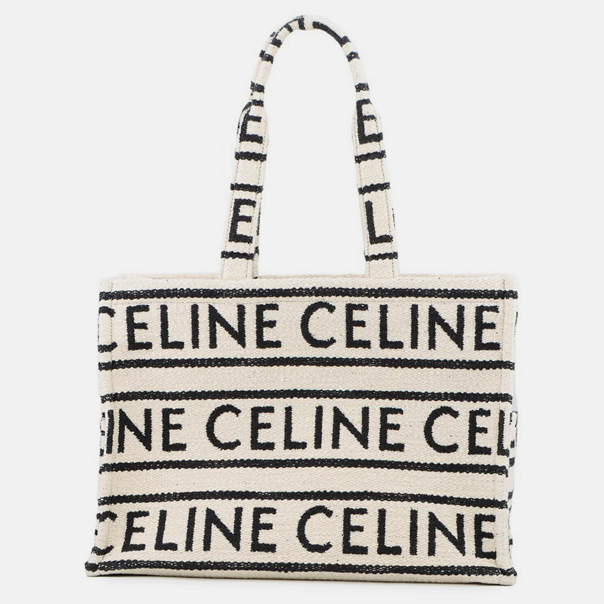 

Celine Kabataï­ Tote Bag White/Black Cotton Size Large