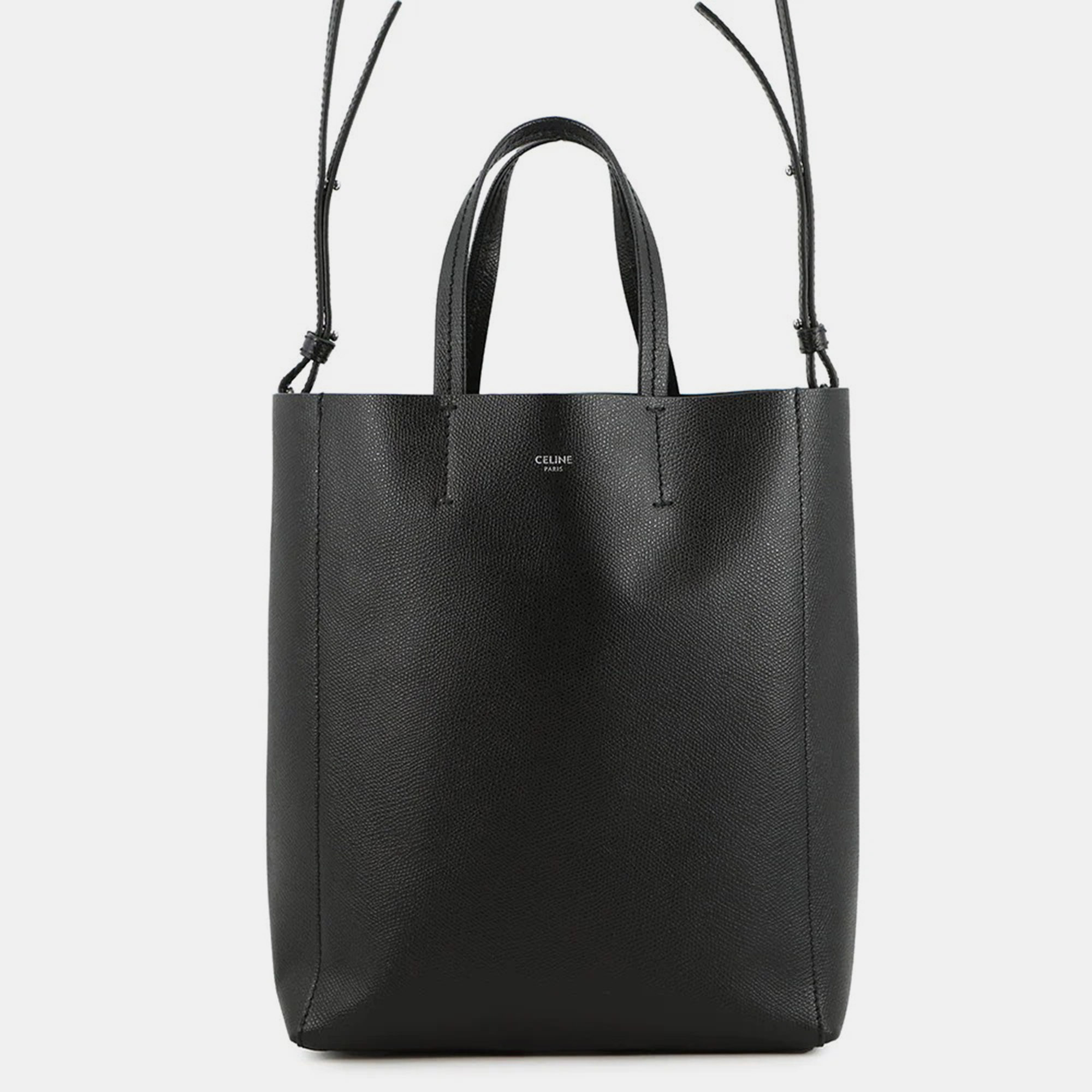 

Celine Vertical Cabas Tote Black Leather Size Small