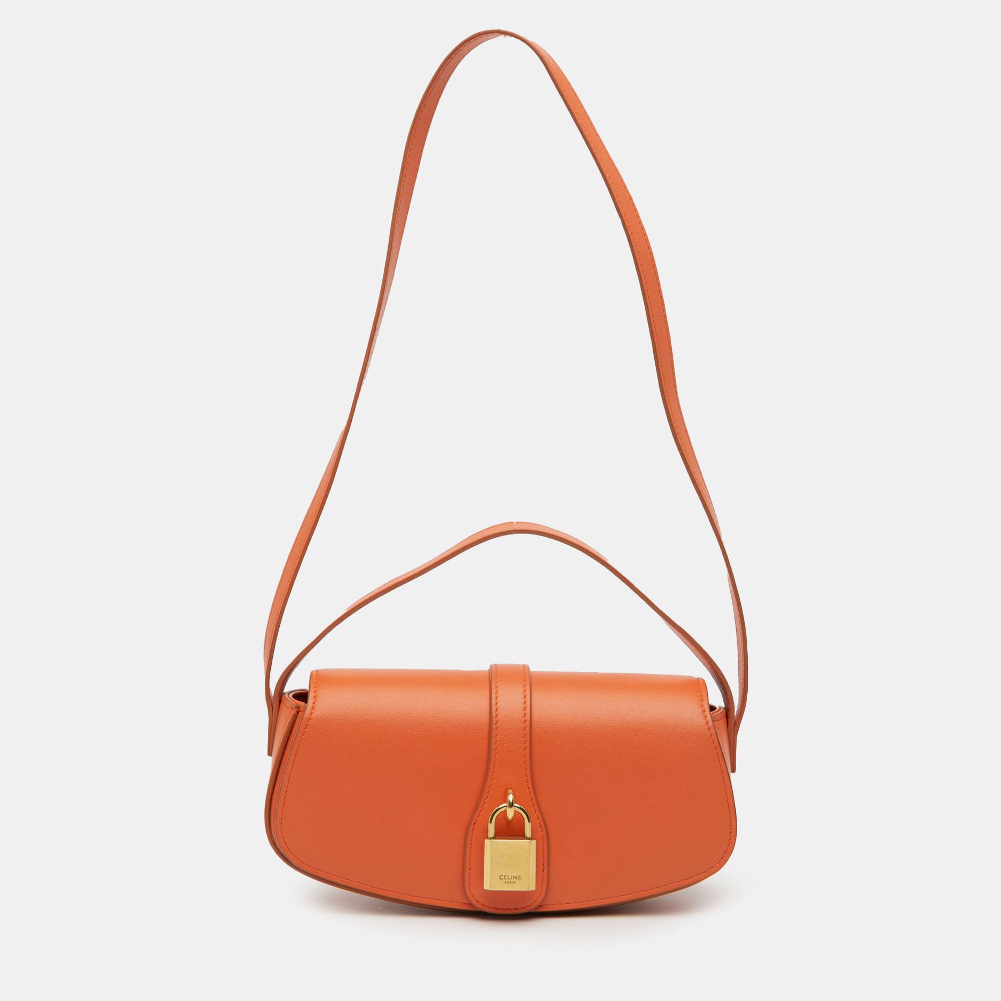 

Celine Orange Smooth Calfskin Tabou Clutch on Strap