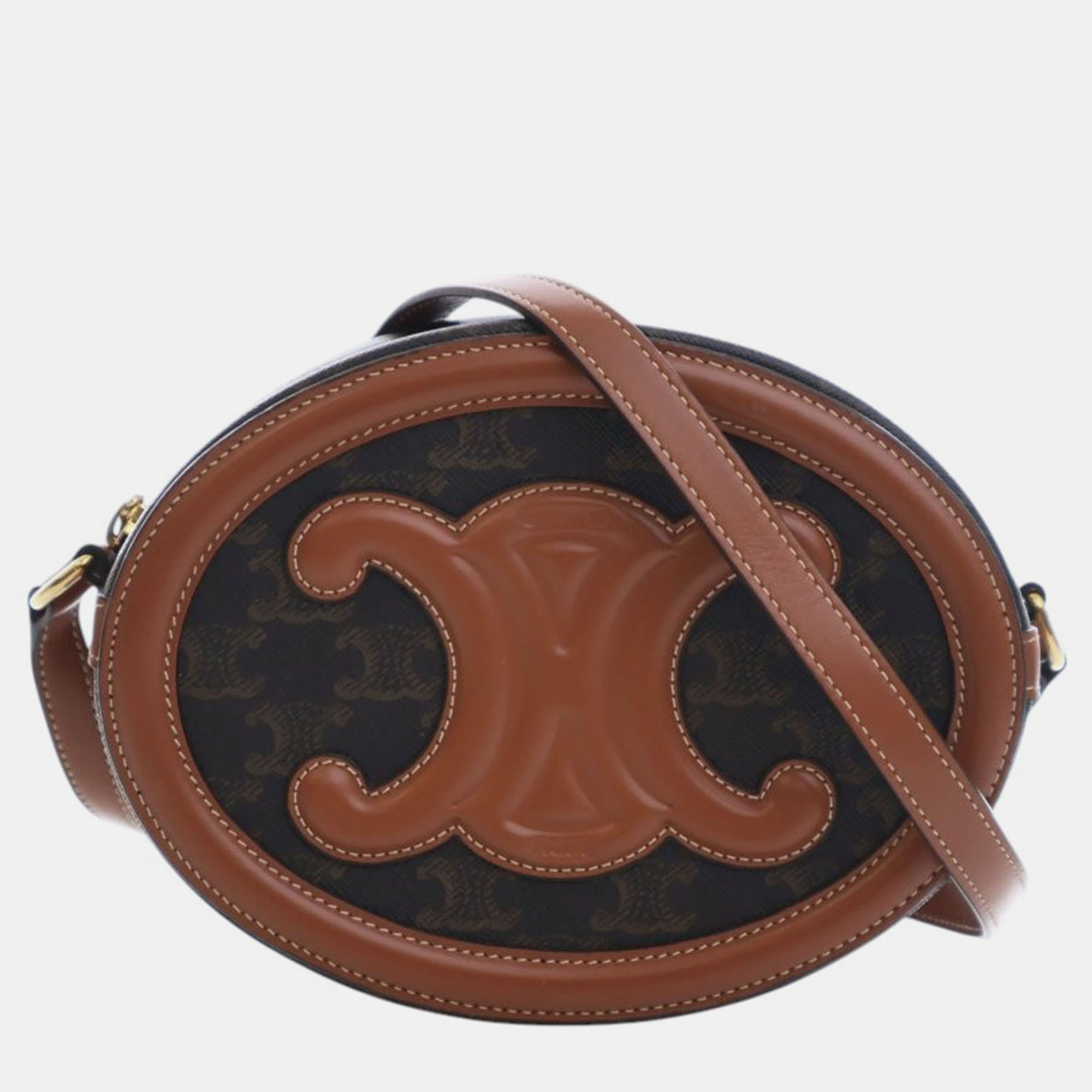 

Celine Brown Triomphe Coated Canvas Cuir Triomphe Oval Crossbody