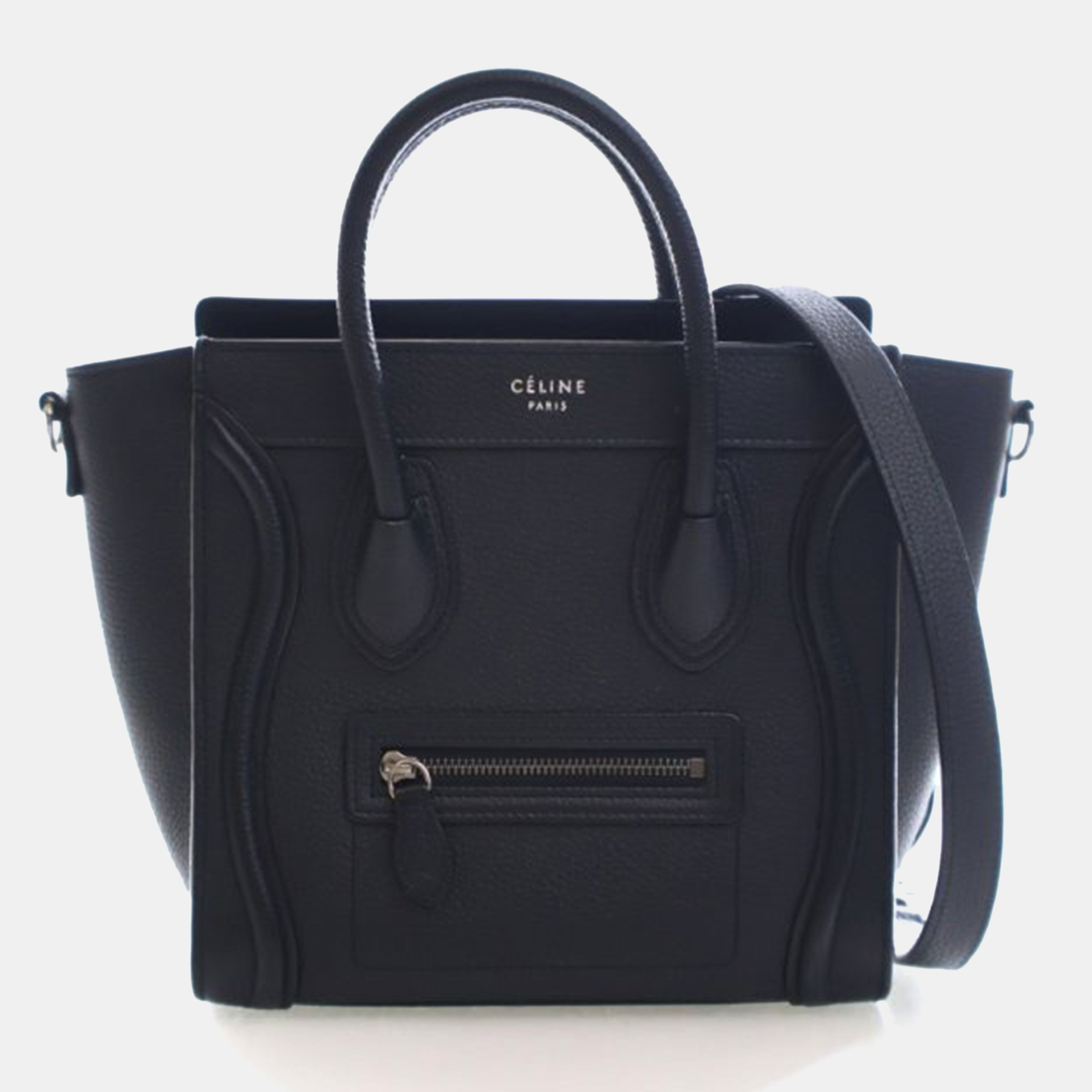 

Celine Nano Calfskin Luggage Tote, Black